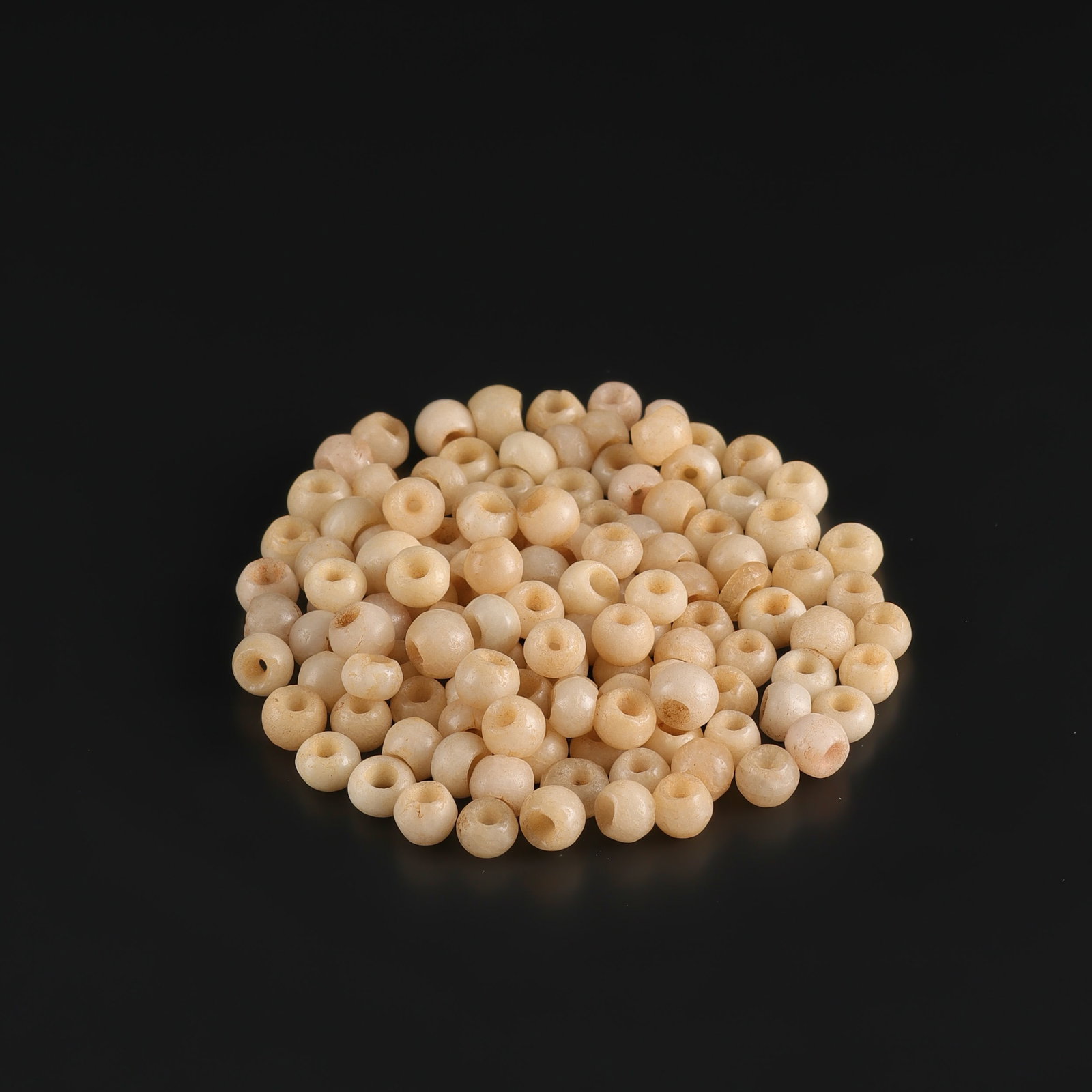 Collection of Antique Old White Agate Beads Lot: Fine Bead Group Collection of Antique Old White Agate Beads Lot. A desirable auction piece showing attractive natural color, texture, and character. Well suited for ethnographic jewelry collectors, di