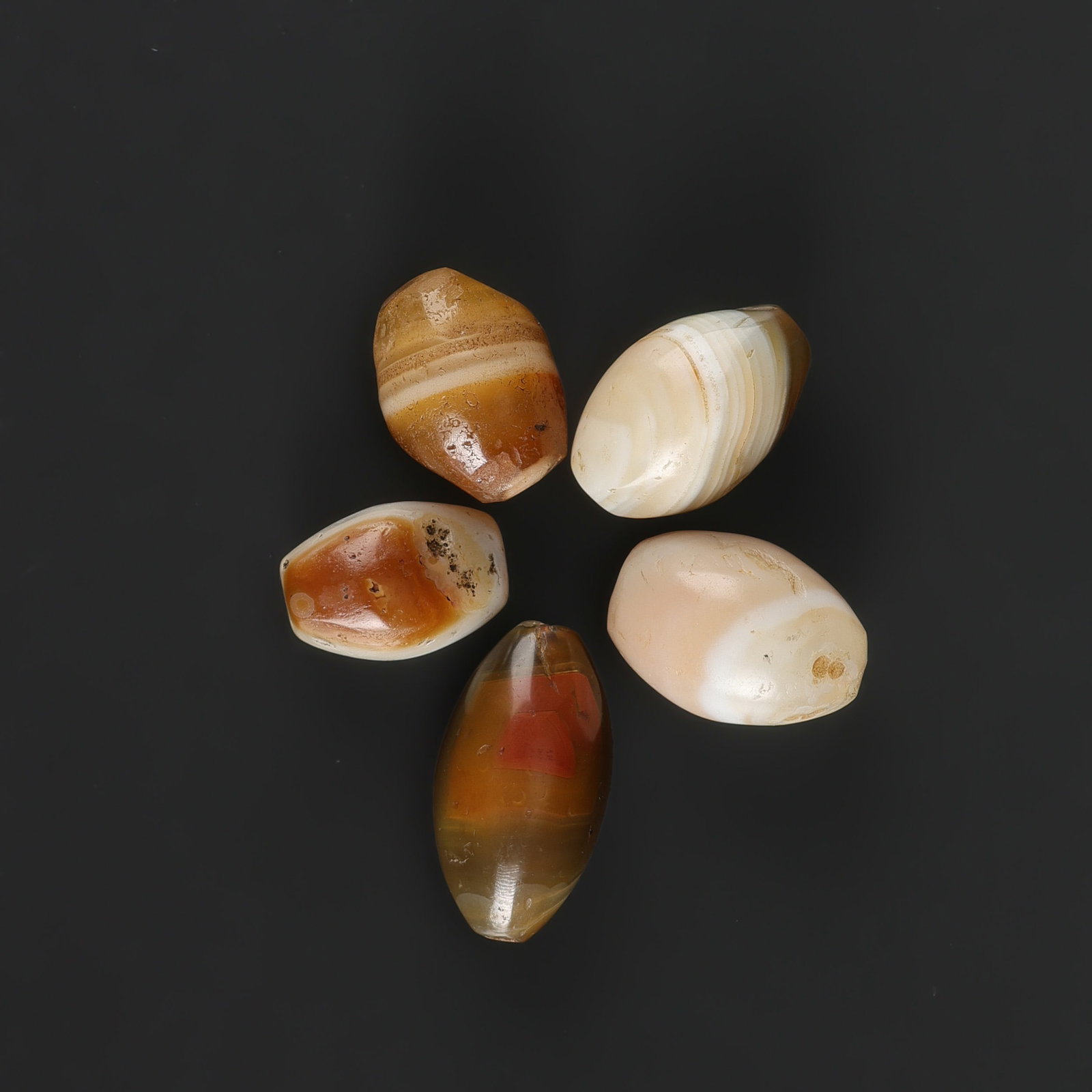 Antique Ancient Himalayan Tibeta Nepal Banded Agate Beads (1 of 4)