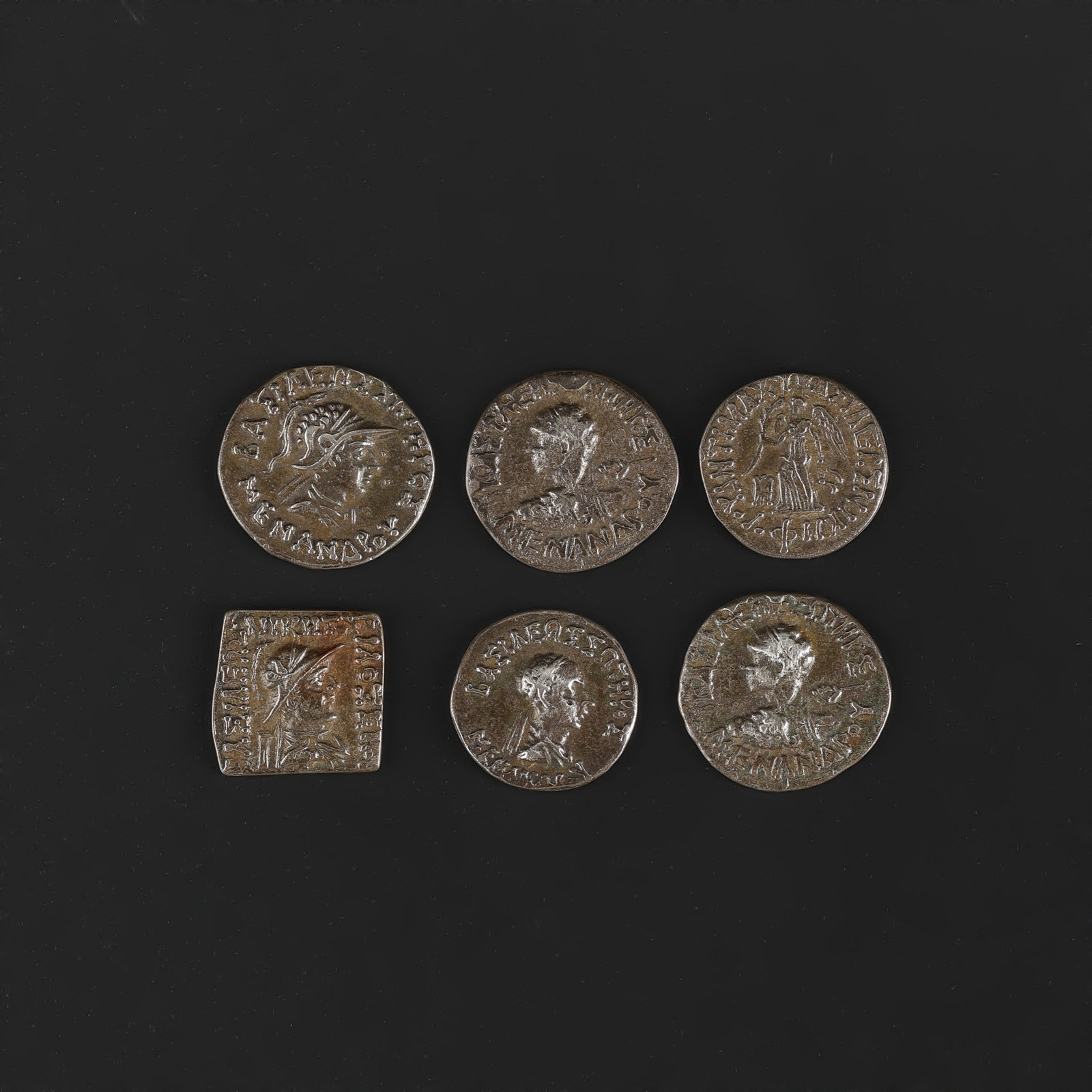Ancient Indo-Greek Silver Coins Lot: Fine Coin Ancient Indo-Greek Silver Coins Lot. A desirable auction piece displaying quality workmanship and collectible character. Well suited for ancient coin and jewelry collectors, display, or addi