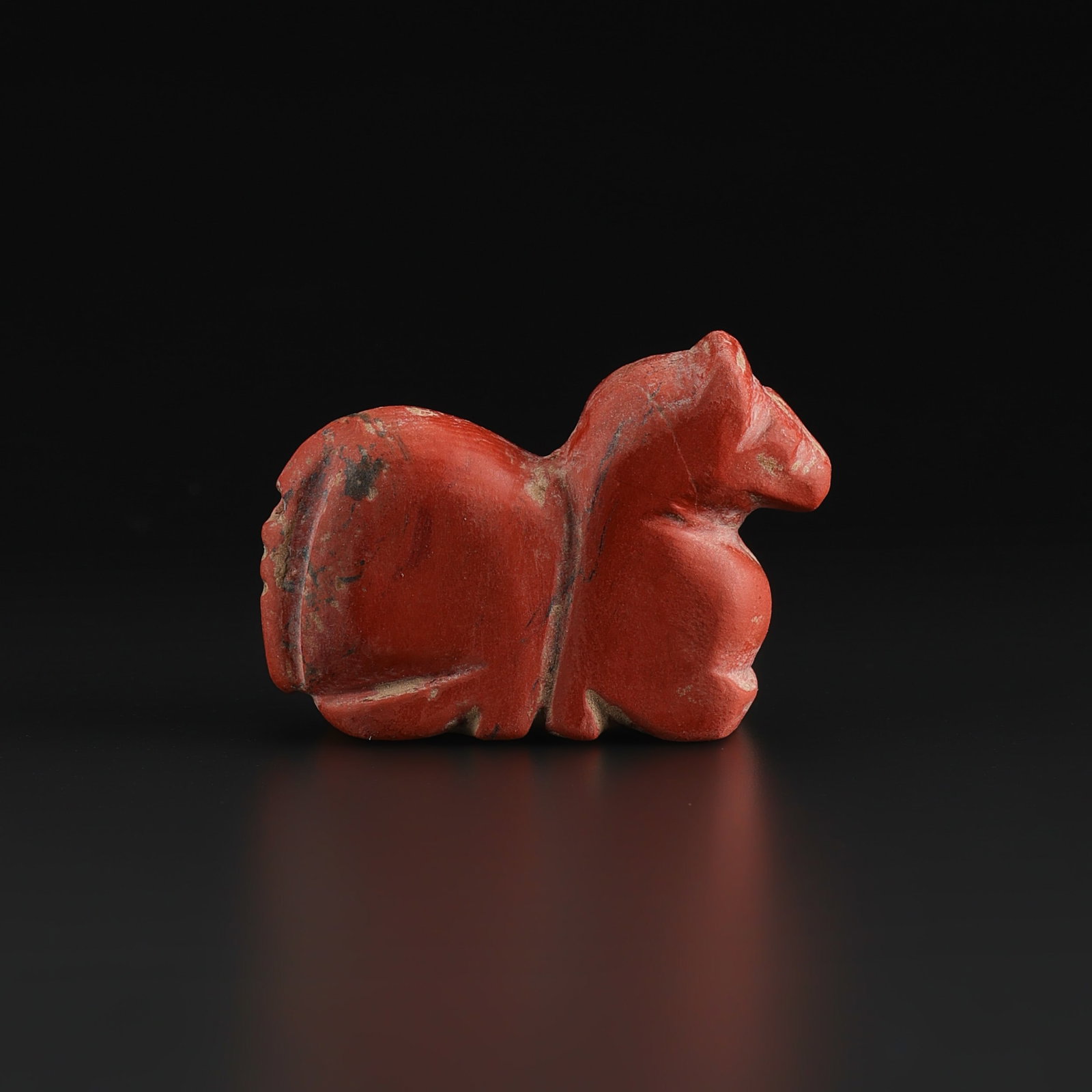 Old Hand Carved Jasper Stone Horse Figure Amulet Bead (1 of 5)