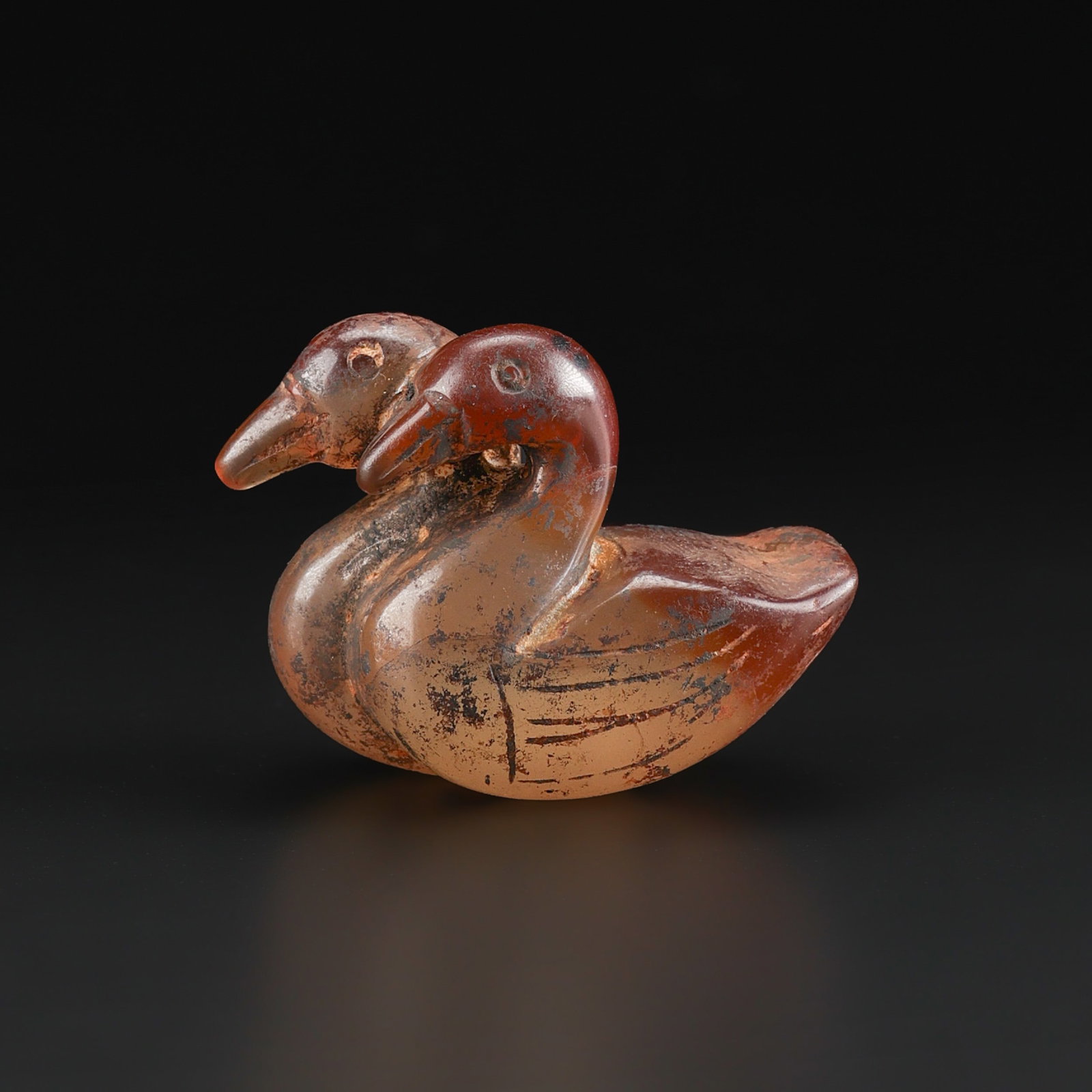 Hand Carved Bird Figurine Crystal Pair of Goose Sculpture Pendant: Fine Other Hand Carved Bird Figurine Crystal Pair of Goose Sculpture Pendant. A desirable auction piece showing attractive natural color, texture, and character. Well suited for antique pendant and am