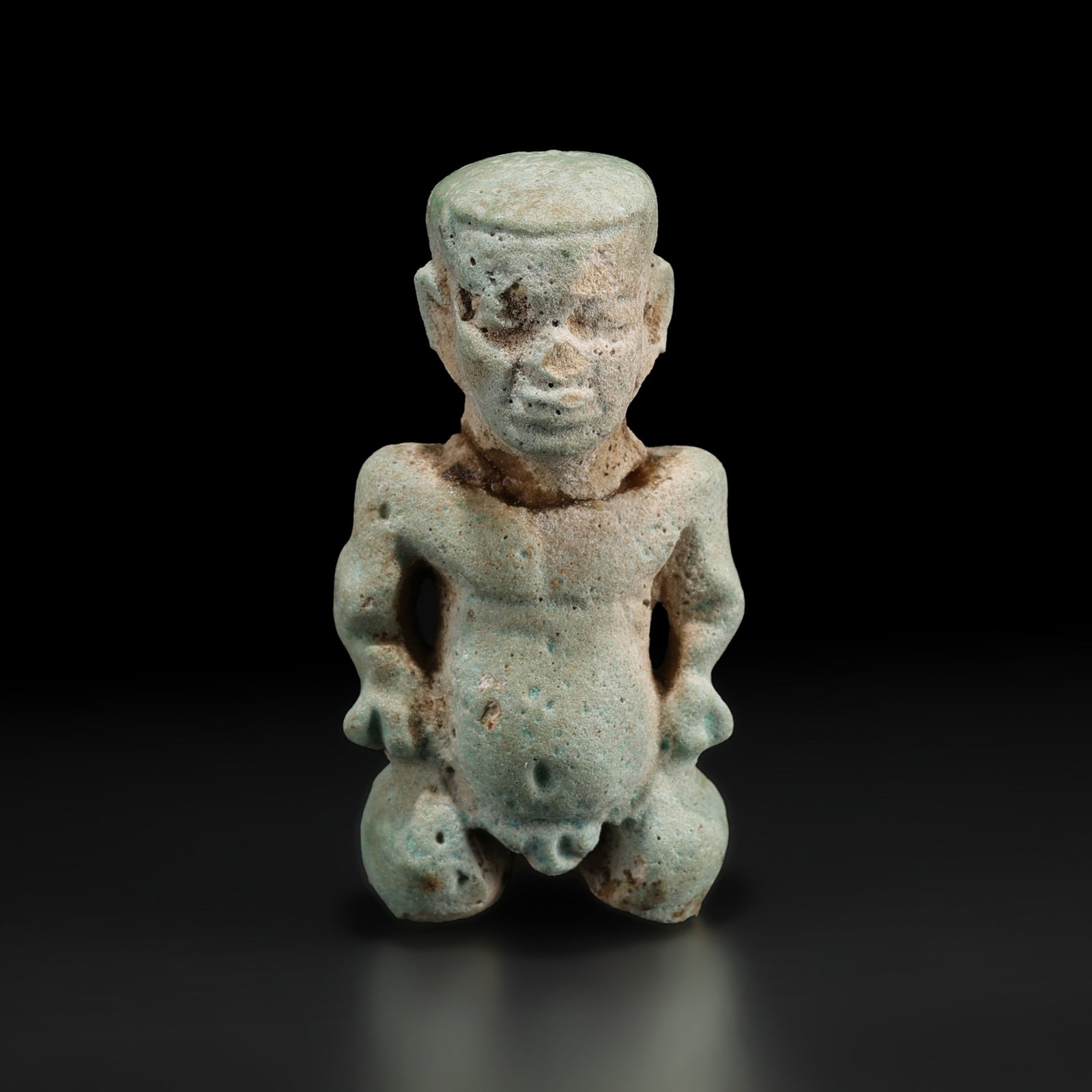 Massive Janiform Egyptian Faience Figure of Pateikos (1 of 5)