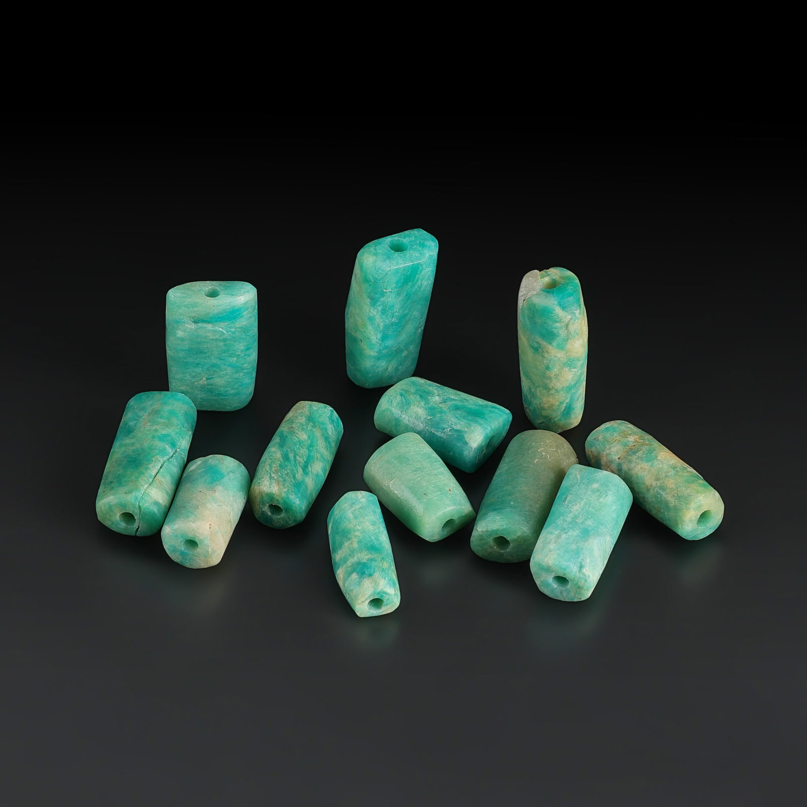 Collection of Natural Vintage Amazonite Beads Lot: Collection of Natural Vintage Amazonite Beads Lot, displaying distinctive form, color, and surface character for bead collectors. Total Weight: 48gram