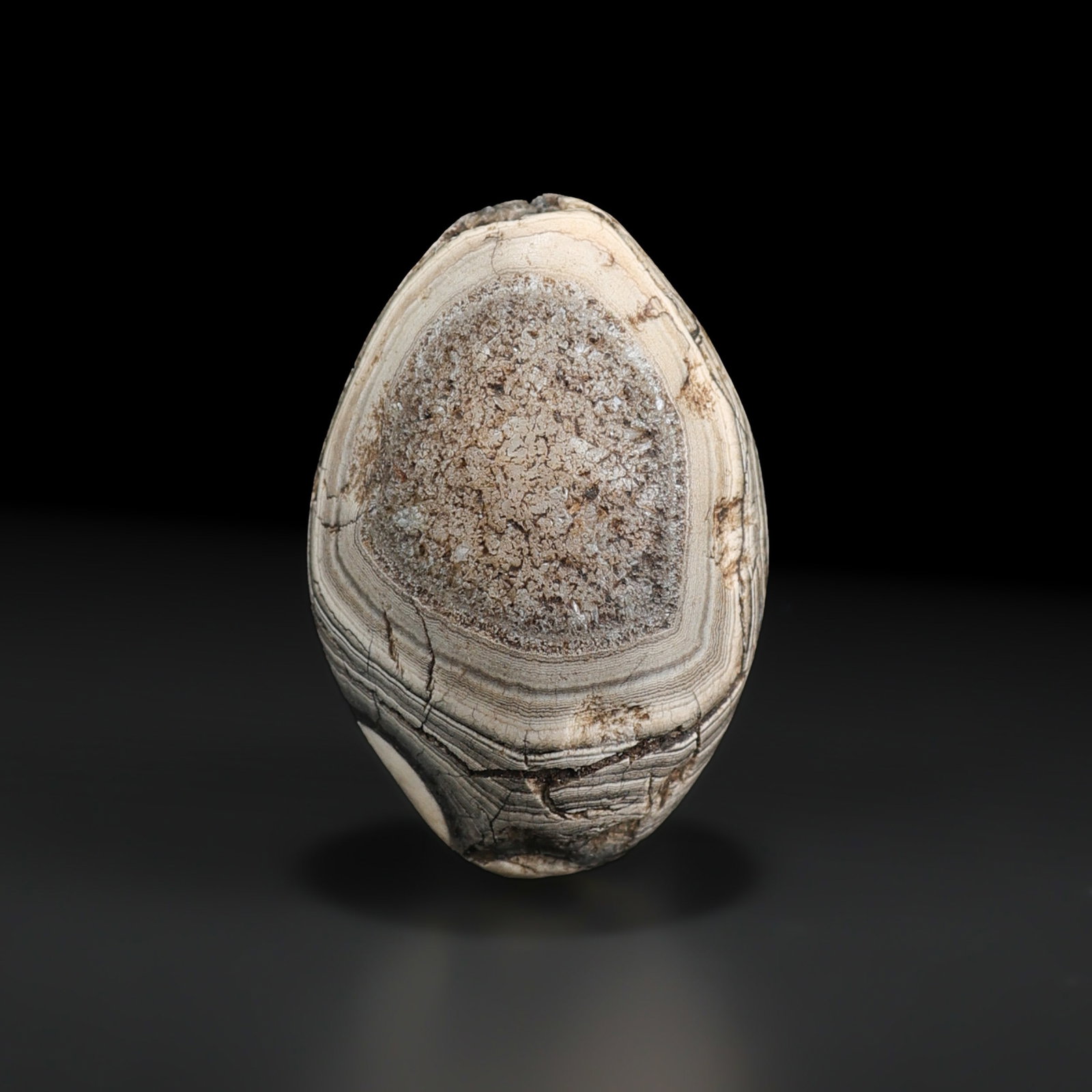 Natural Old Himalayan Agate Bead: Natural Old Himalayan Agate Bead, displaying distinctive form, color, and surface character for bead collectors. Size Detail: 1.6 x 2.5cm Weight: 7gram