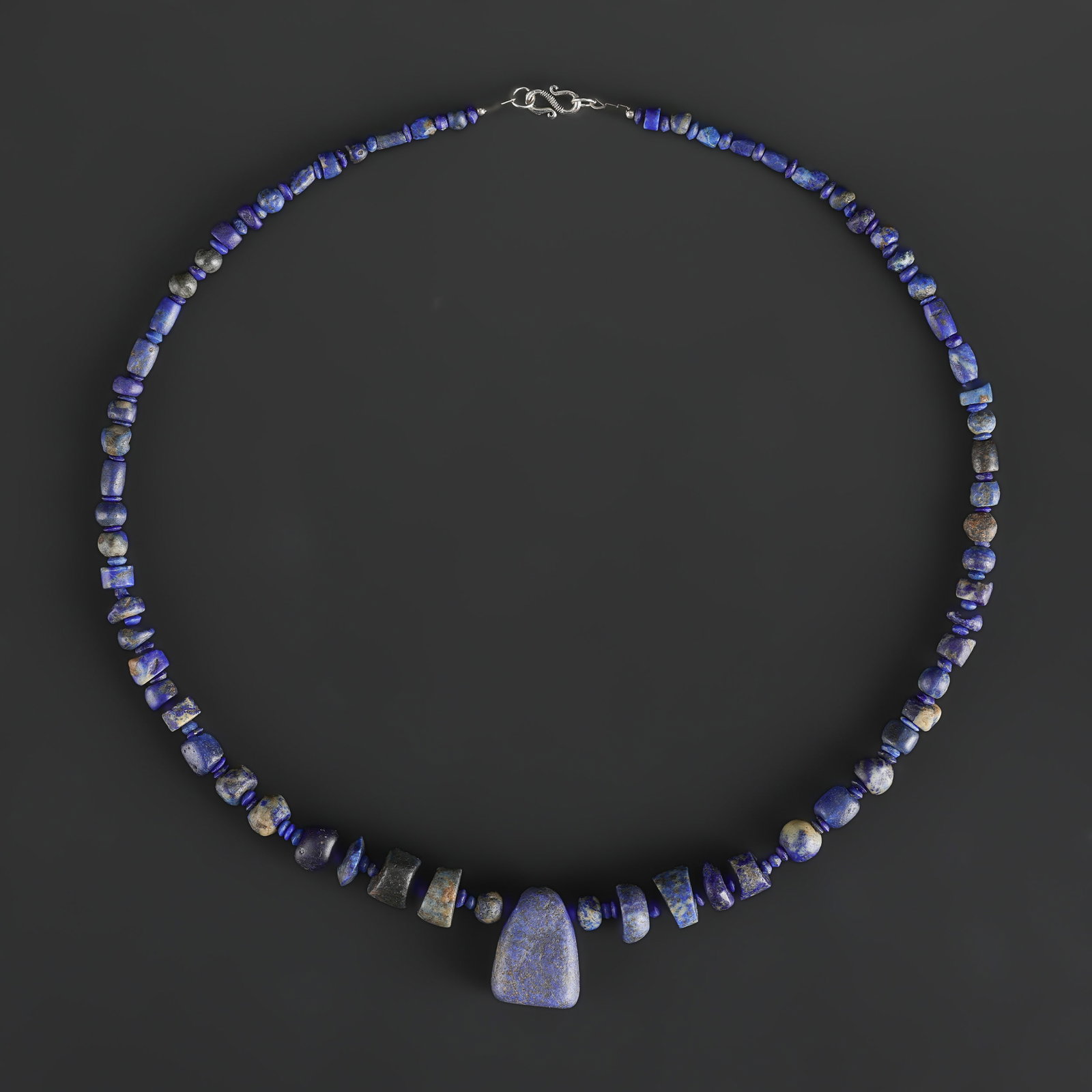 Collection of Ancient Old Roman Greek Lapis Lazuli Beads Necklace: Collection of Ancient Old Roman Greek Lapis Lazuli Beads Necklace, featuring selected beads or ornaments with decorative appeal for collectors. Length: 20in Total Weight: 37gram