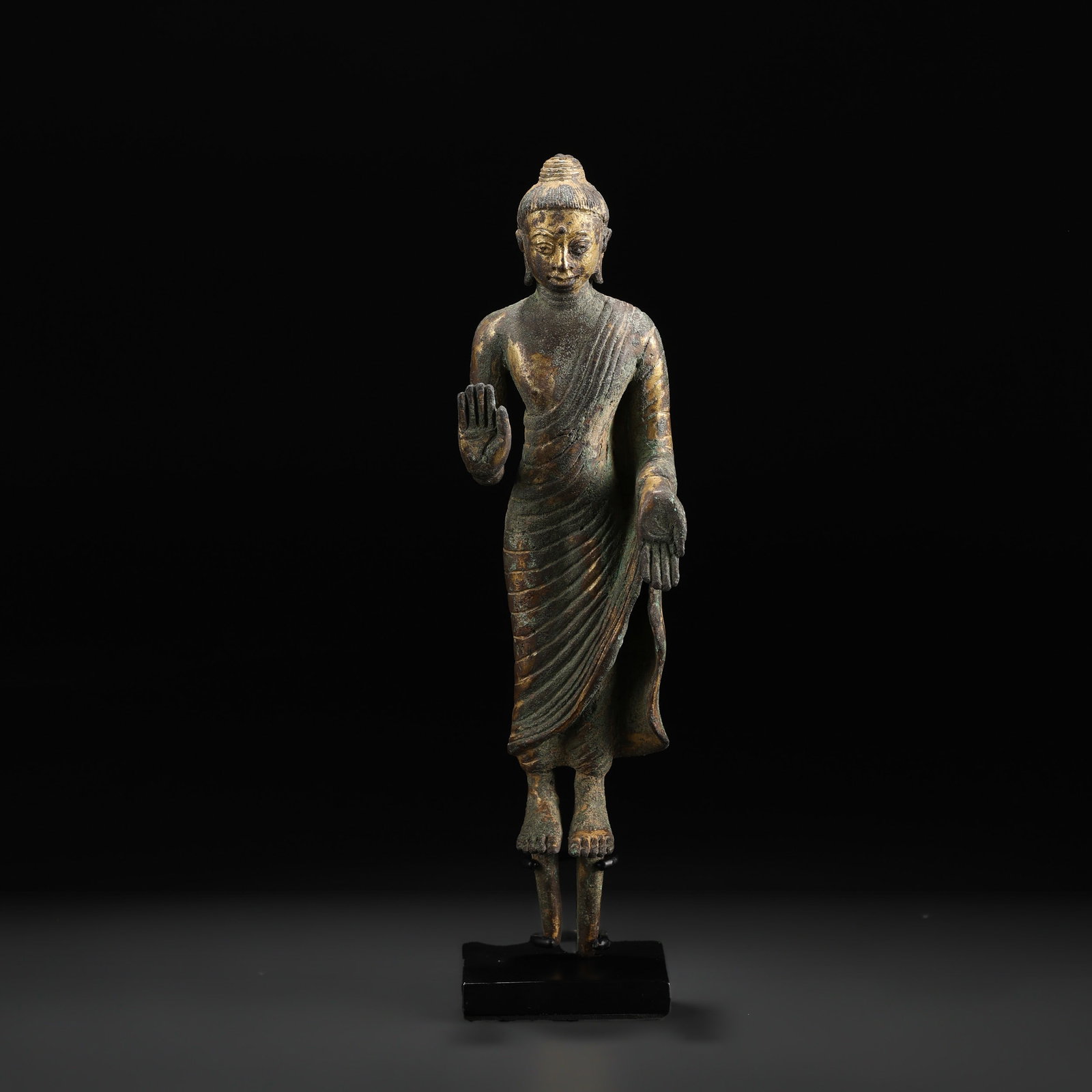 Antique Gilt Bronze Dvaravati Style Standing Buddha Statue (1 of 5)