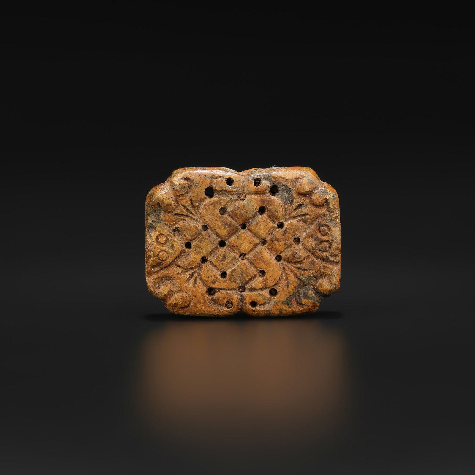 Chinese Shang To Zhou Dynasty Turquoise Pendant Ornament Depicting Monkey and flower Motif: Chinese Shang To Zhou Dynasty Turquoise Pendant Ornament Depicting Monkey and flower Motif featuring quality craftsmanship and collectible appeal. Suitable for display or collection. Size Detail: 3.3 