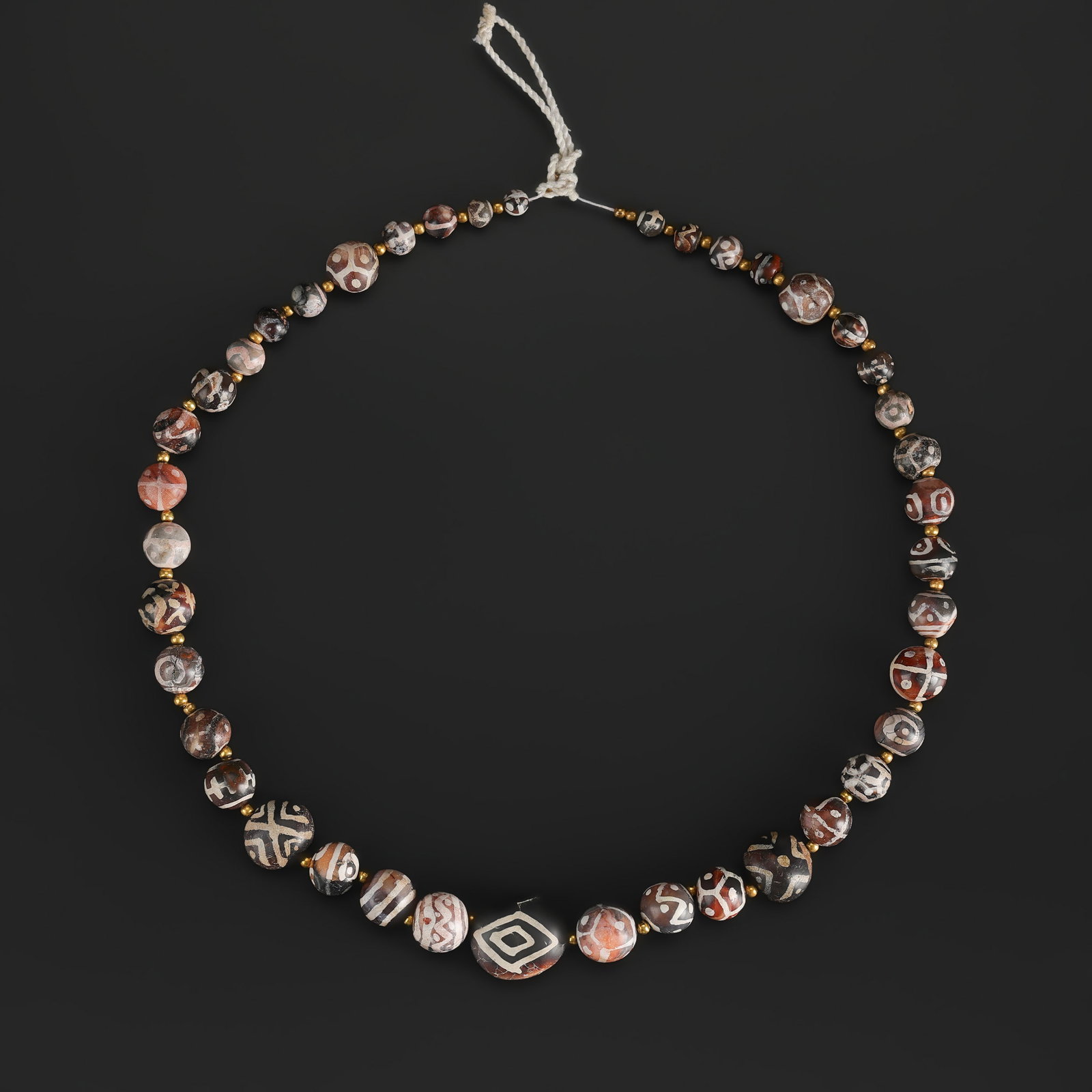 Antique Sino Tibetan Unique Decorated Painted Agate Beads Necklace (1 of 5)
