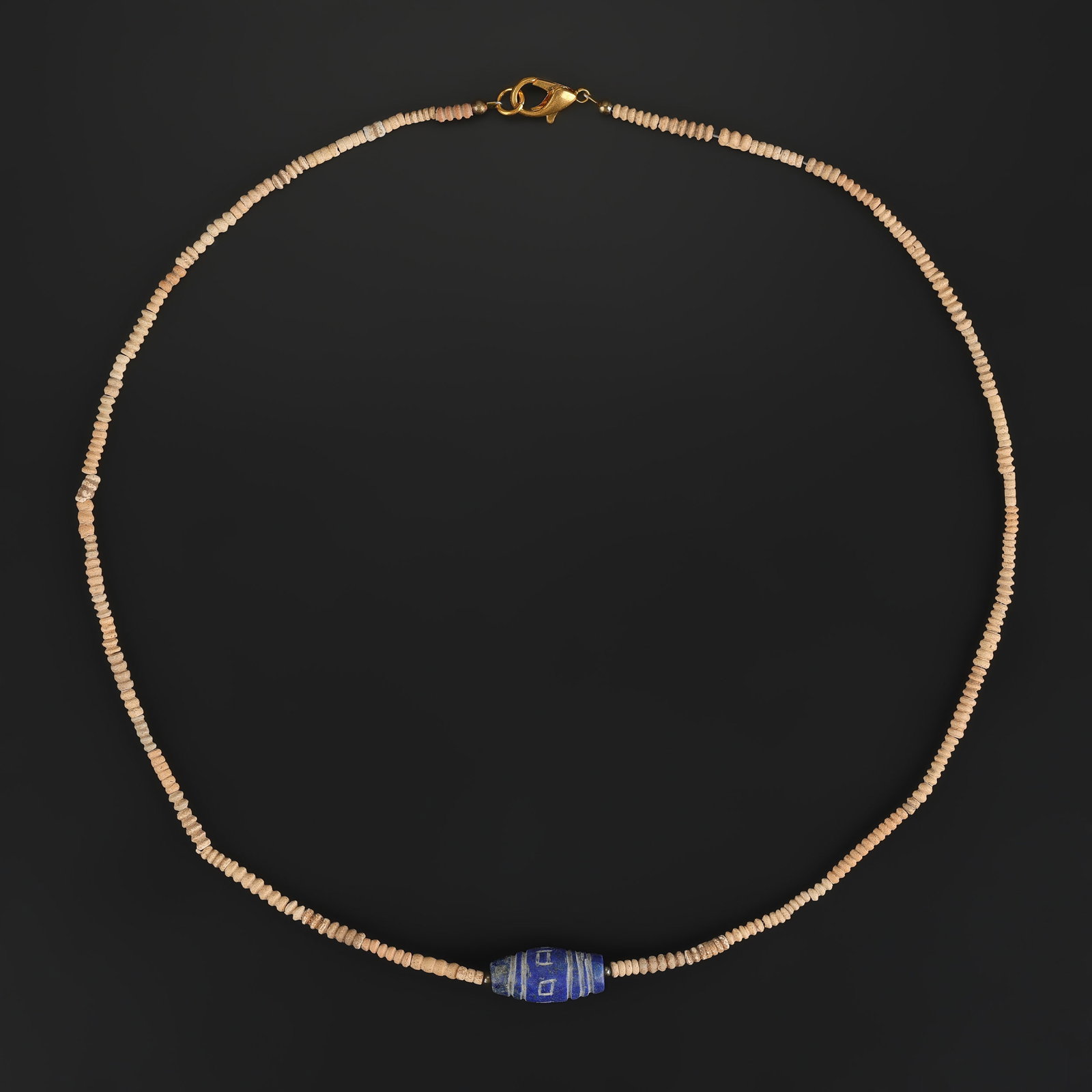 Bactrian Jewelry Old Lapis Bead String With Ancient Faience Small Beads Necklace (1 of 5)