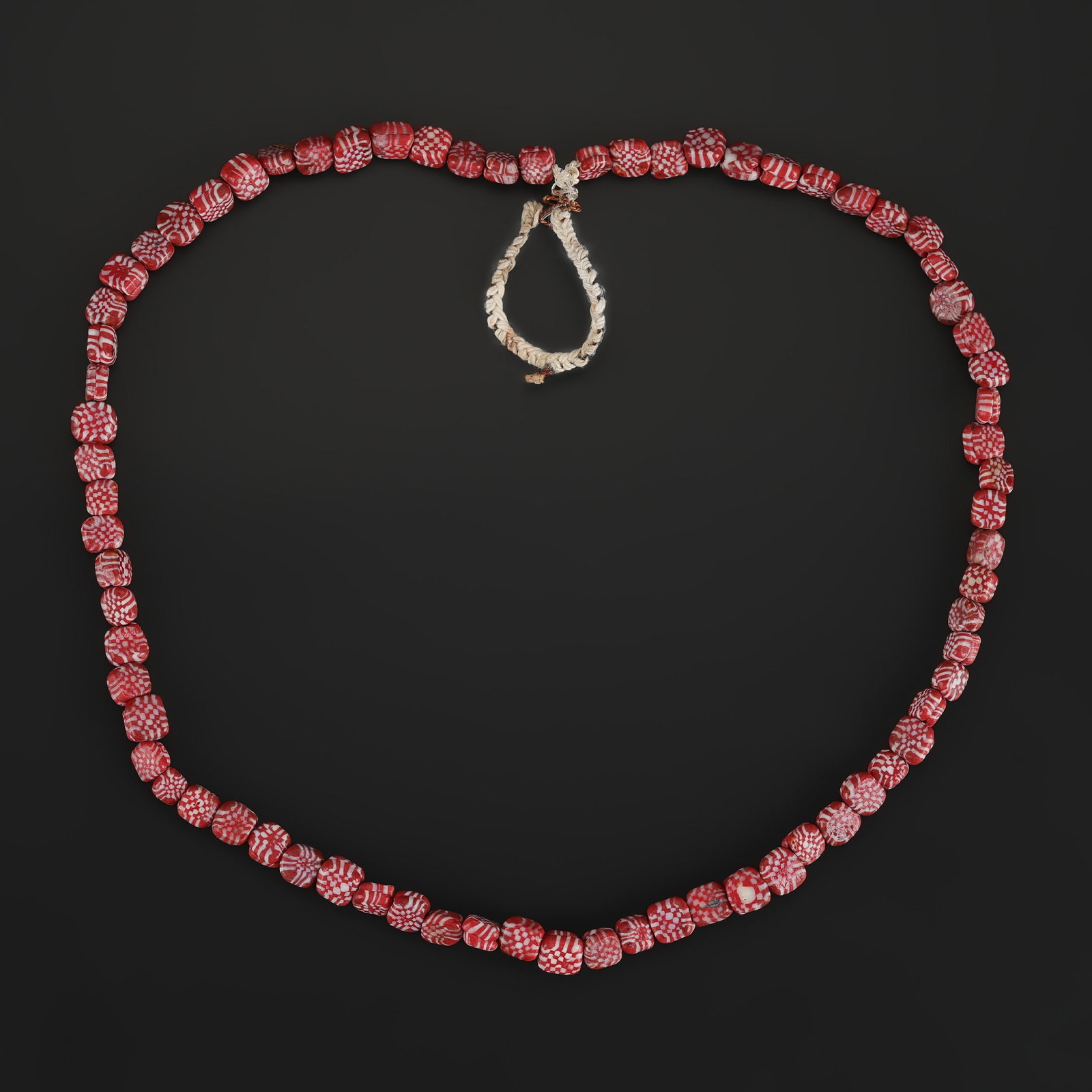 Rare Unique Old Ancient Antique Bright Red Java Mosaic Glass Beads: Rare Unique Old Ancient Antique Bright Red Java Mosaic Glass Beads featuring quality craftsmanship and collectible appeal. Suitable for display or collection. Length: 22in Total Weight: 43gram