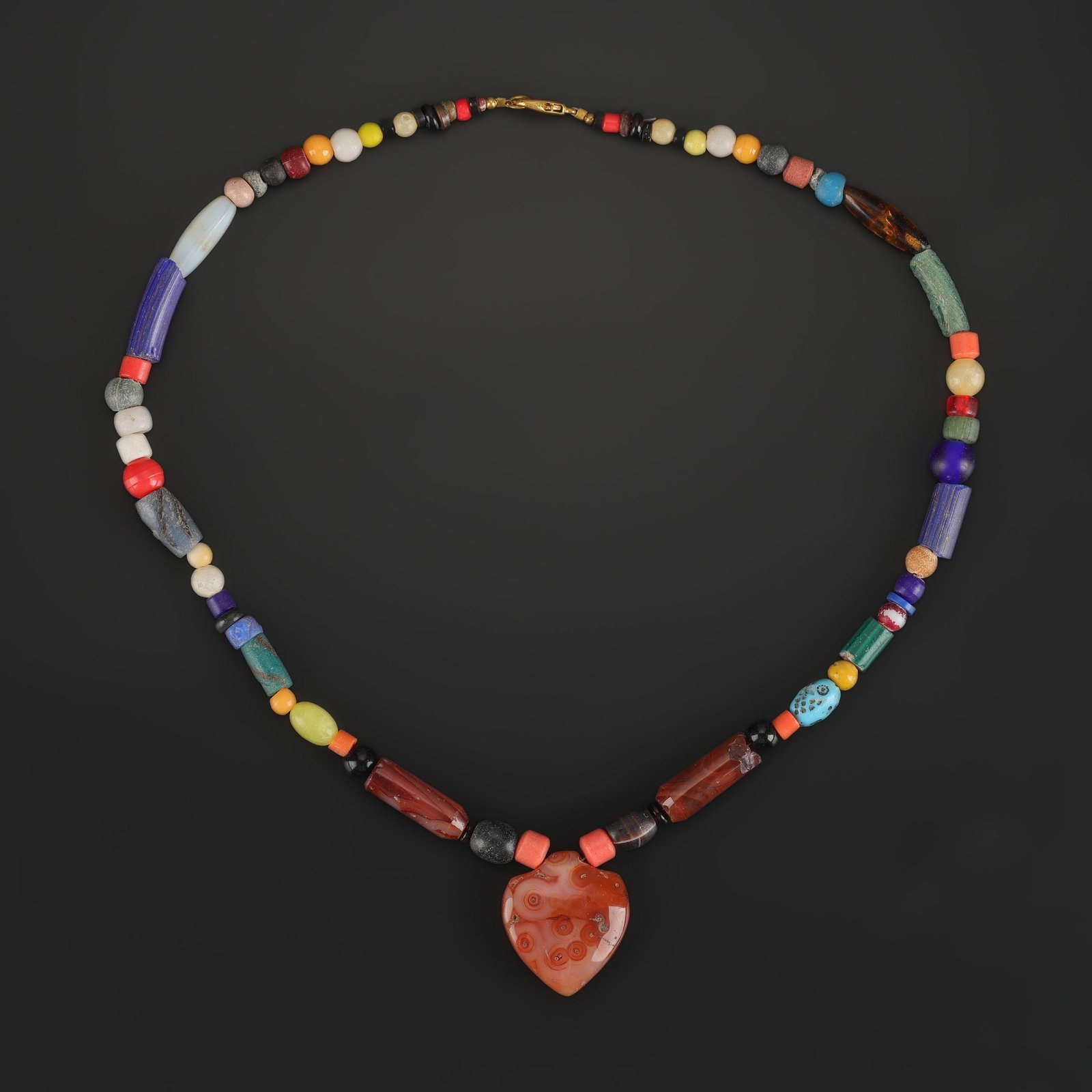 Old Glass Beads Necklace wih Ancient Carnelian Arrow Bead Pendant (1 of 5)
