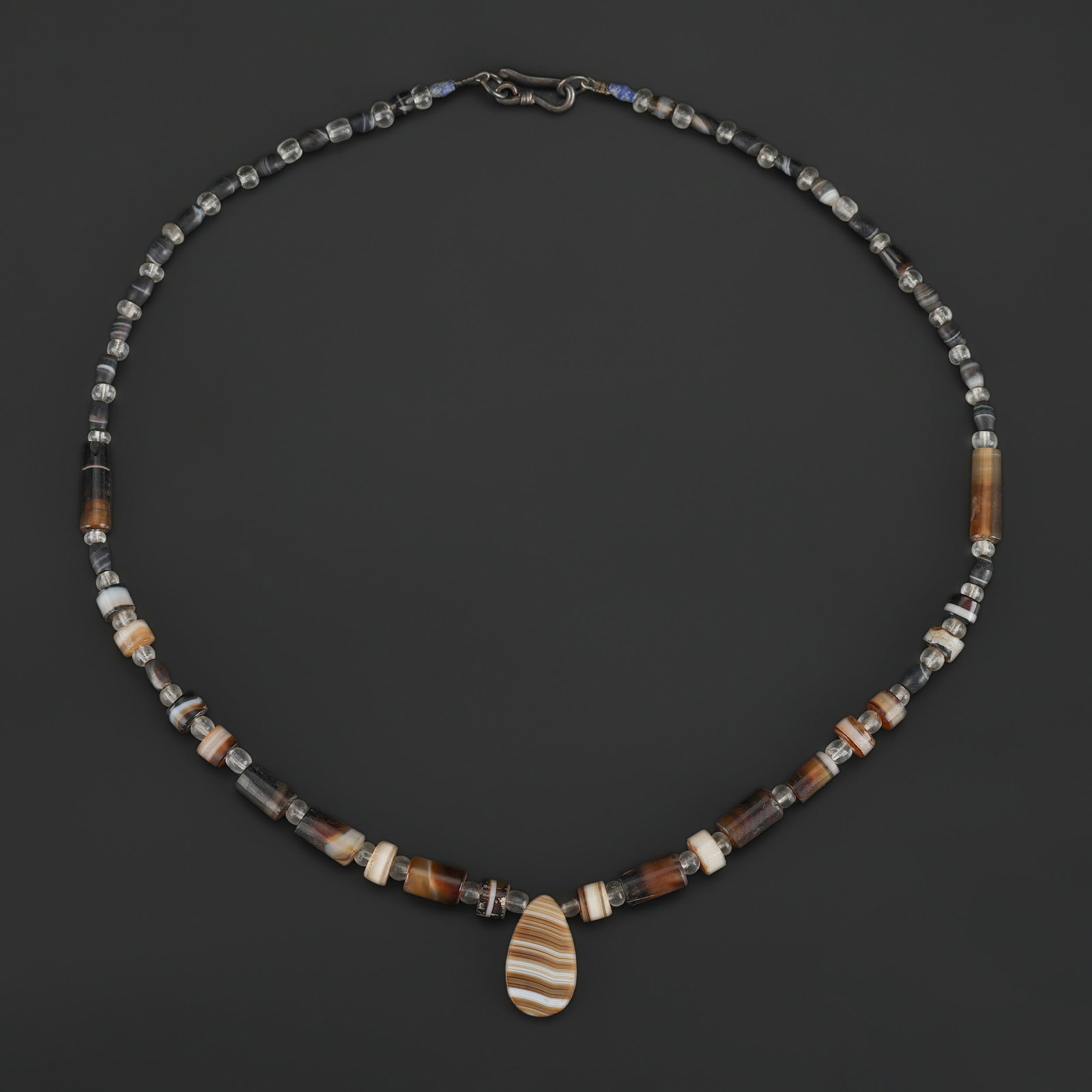 Ancient Southeast Asian Banded Agate Beads with Glass Spacers (1 of 5)