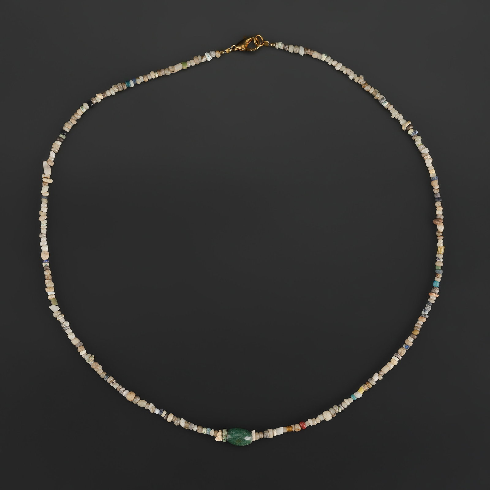 Ancient Romans Shell Semi Precious stone with Green Center piece Necklace (1 of 5)