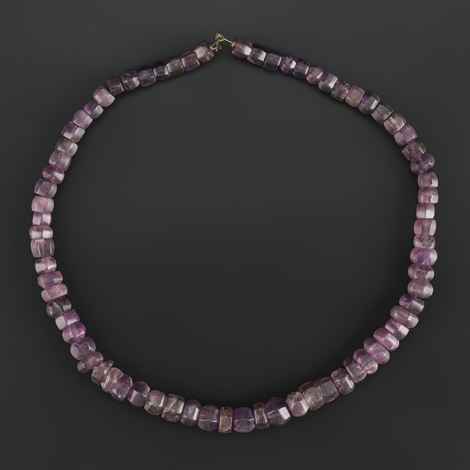 Ancient Old Amethyst Beads Necklace: Ancient Old Amethyst Beads Necklace featuring quality craftsmanship and collectible appeal. Suitable for display or collection. Length: 20in Total Weight: 83gram
