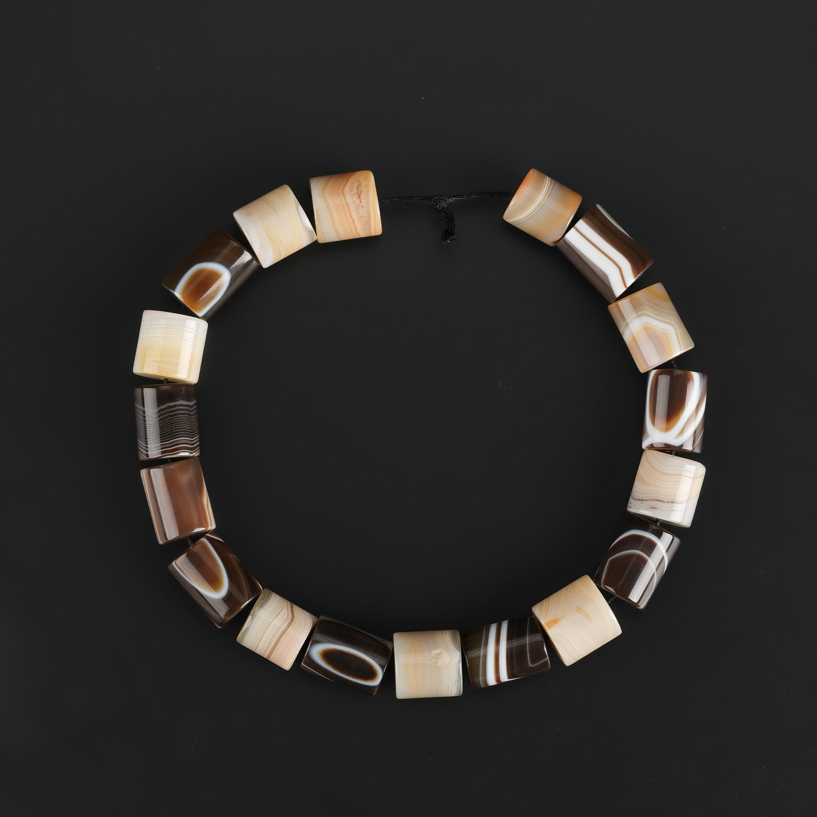 Vintage Antique Banded Agate Nice Shape Late 19th Century Jewelry Beads Necklace (1 of 4)