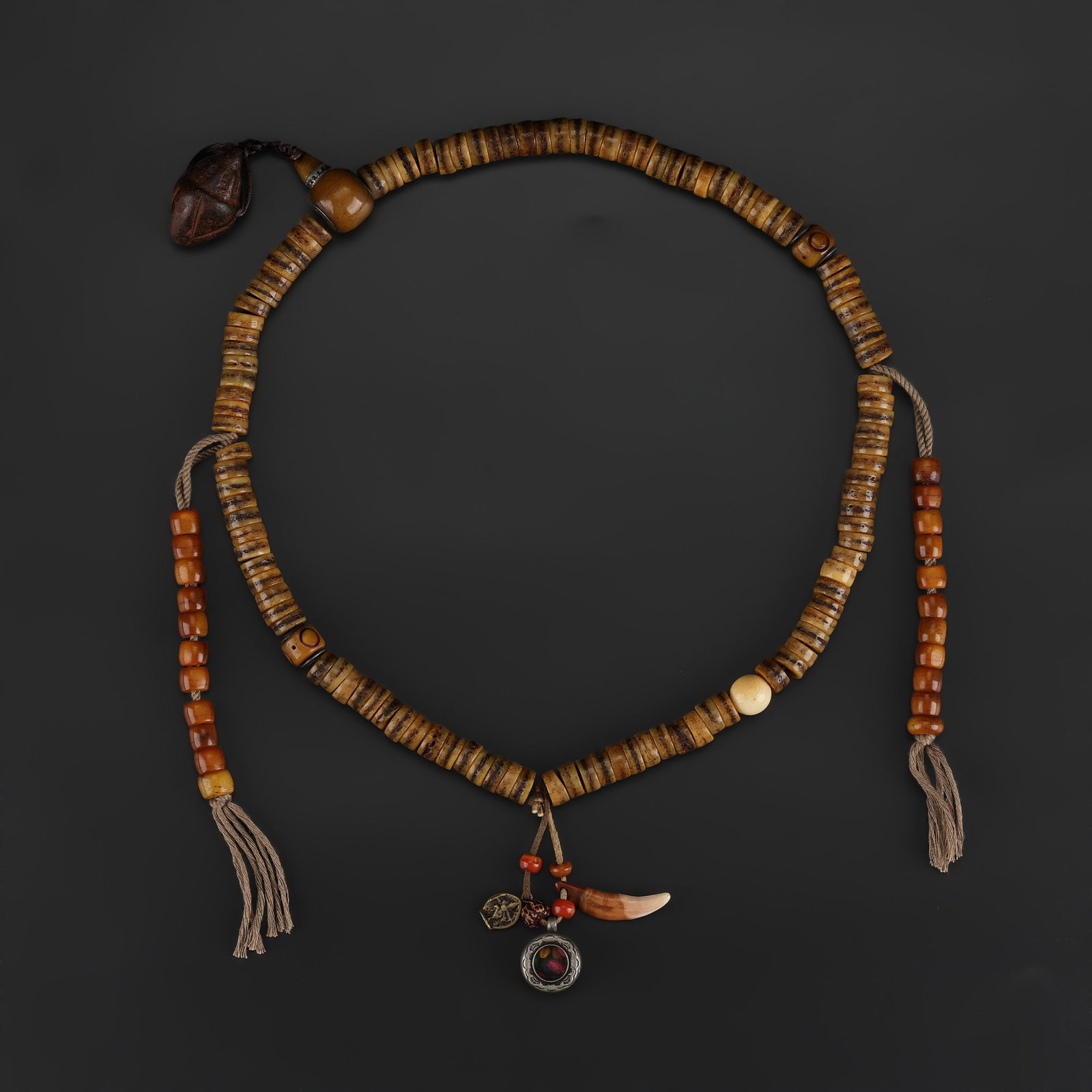 Antique Himalayan Tibetan Kapala Mala Necklace Old Bones Prayer Bead (1 of 4)