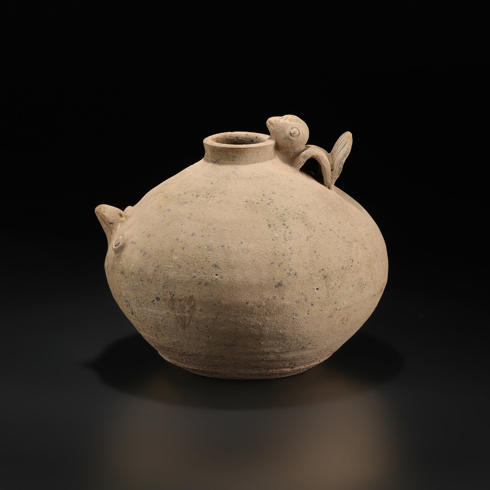 South Asian Kushan Indo Greek Terracotta Water Jar Decorated Bird Motif Lid (1 of 5)