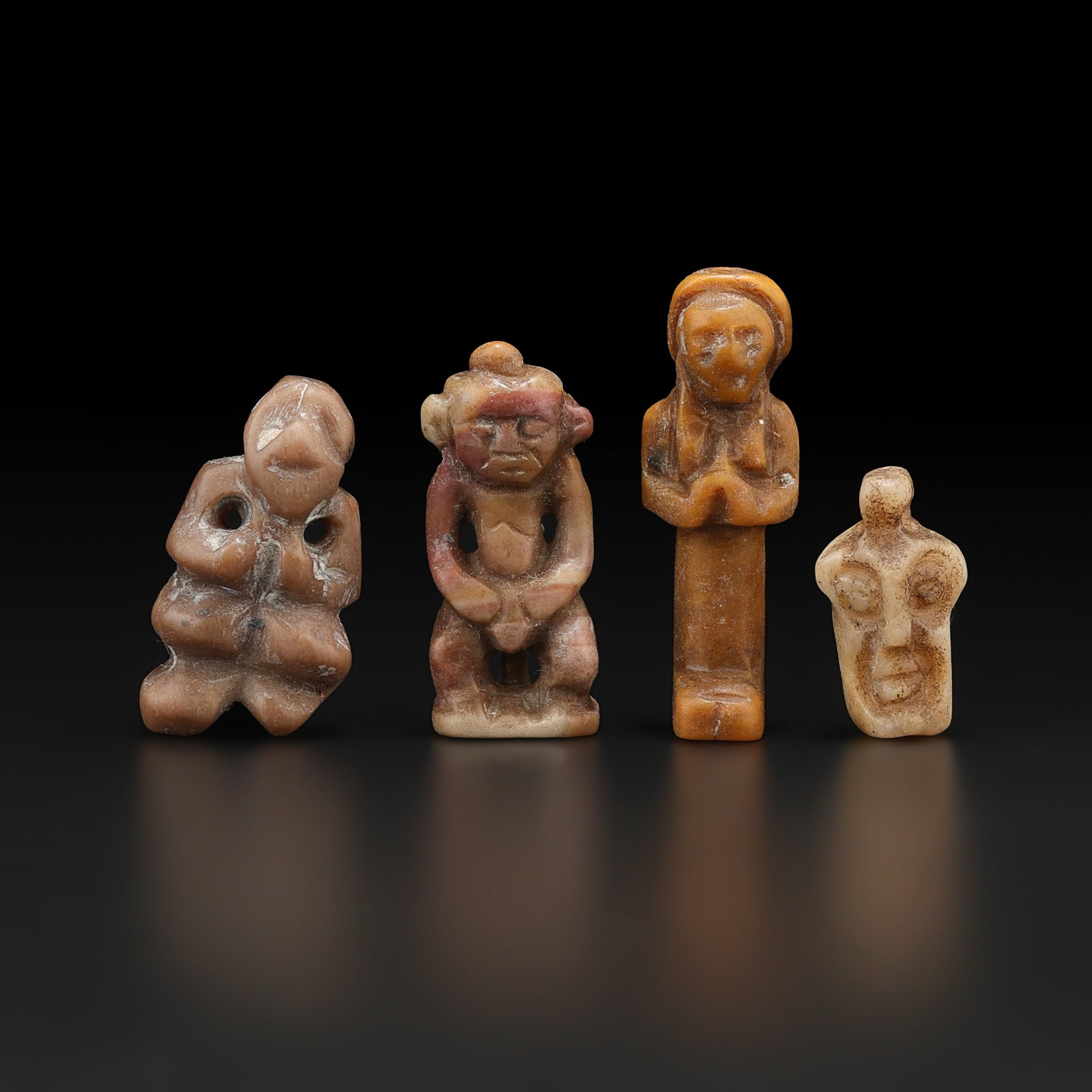 Lot of Bactrian Roman Greek Carved Stone Human Figurines Pendant (1 of 4)