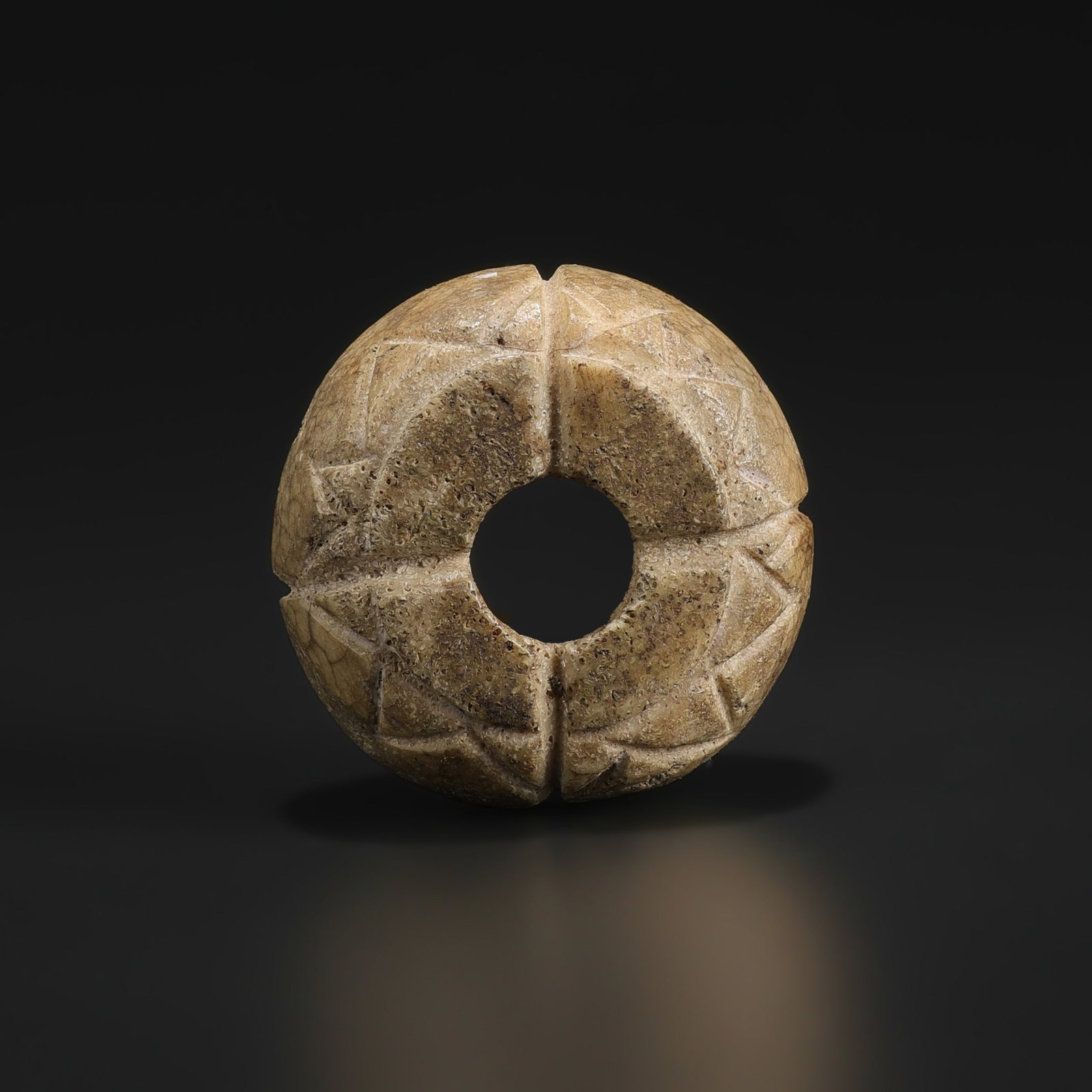 Antique Near Eastern Carved Stone Pendant Bead with Geometric Patterns (1 of 4)