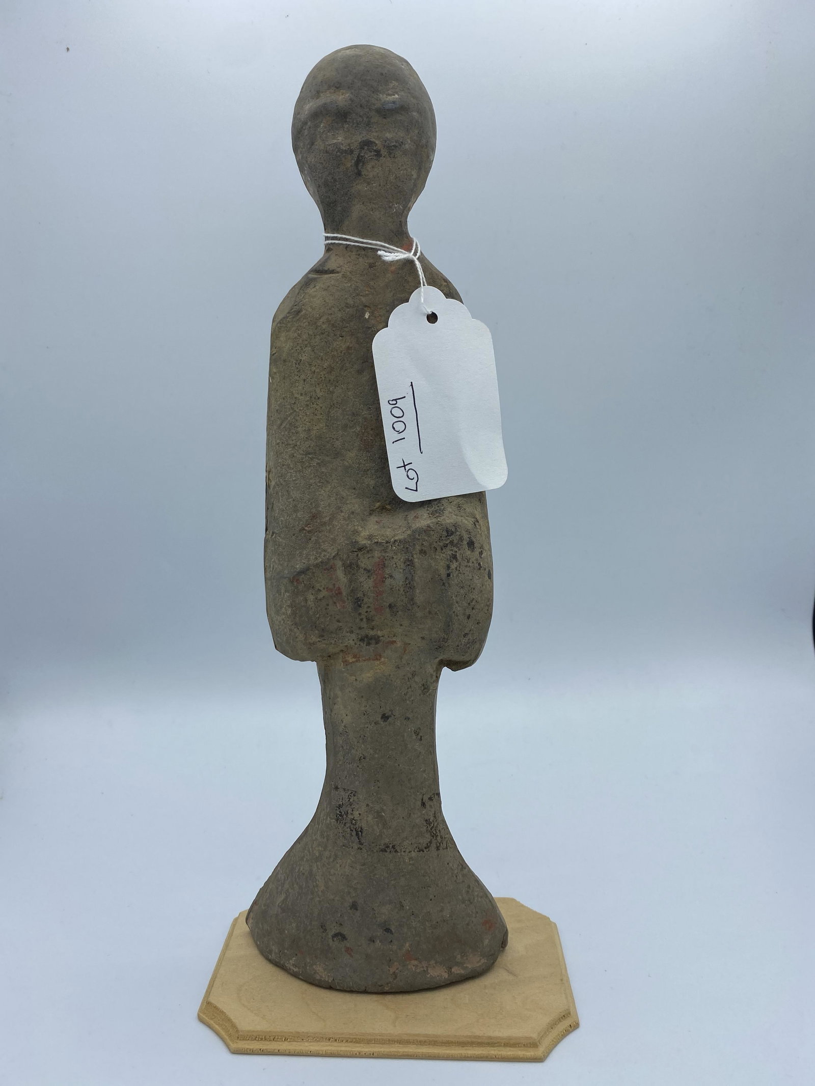 Antique Chinese Terracotta Sculpture Alien Looking Man: Antique Chinese Terracotta Figure Sculpture of a Alien Looking Man