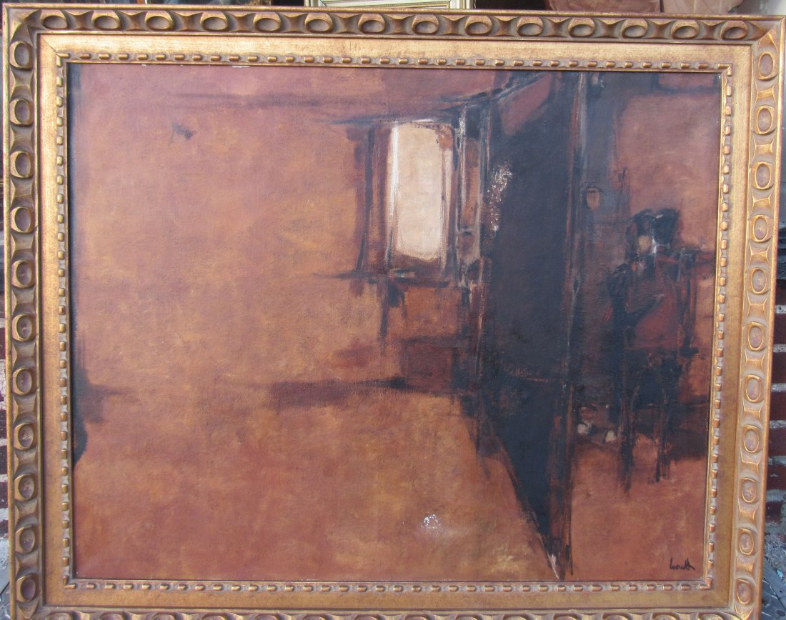 Jean Lecoultre (Swiss, 1930-) Interieour Oil Painting (1 of 4)