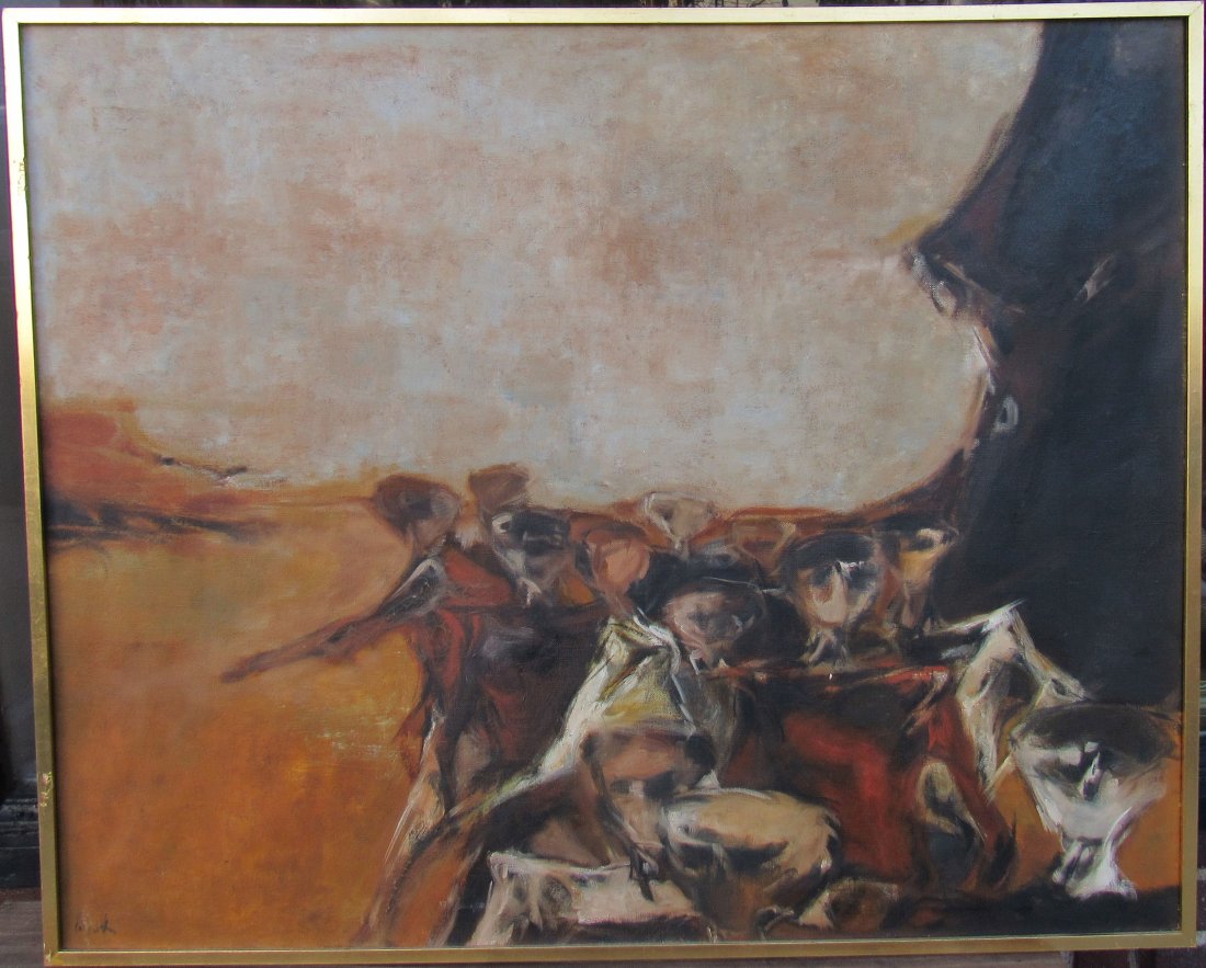 Jean Lecoultre (Swiss, 1930-) Abstract Oil Painting (1 of 4)