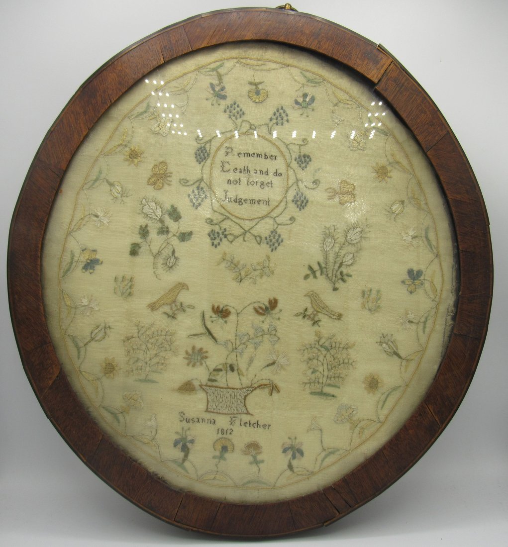 Antique 1812 Oval Needlework Sampler Susanna Fletcher (1 of 5)