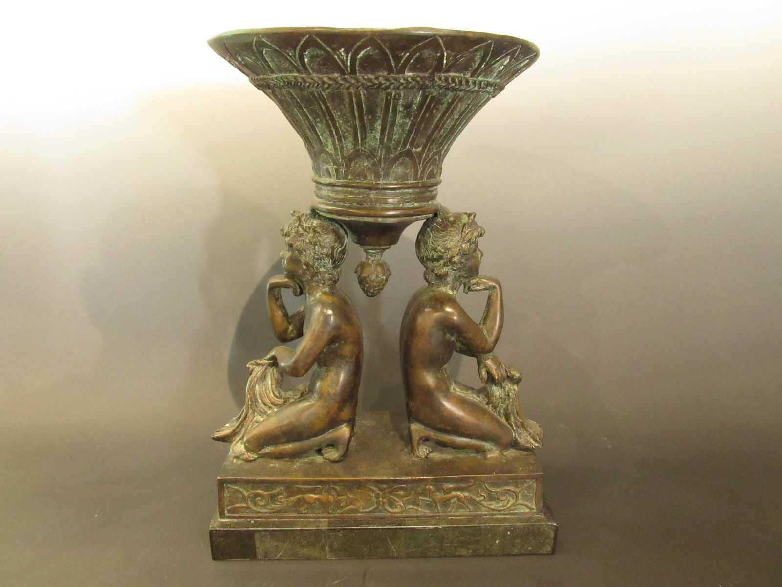 Bronze Figural Centerpiece Urn Vase (1 of 7)