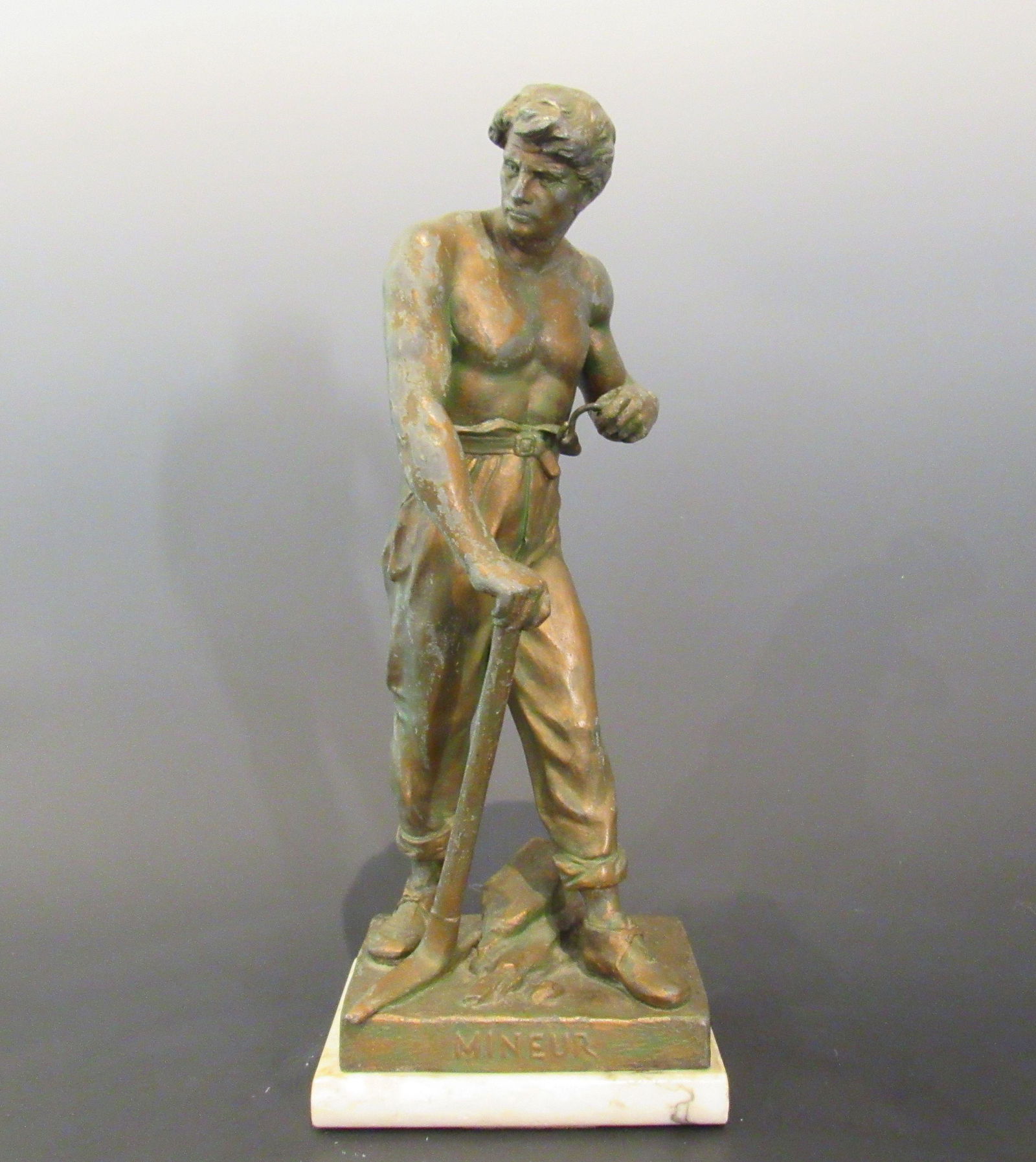 E. Picault White Metal Sculpture of Man Miner (1 of 6)