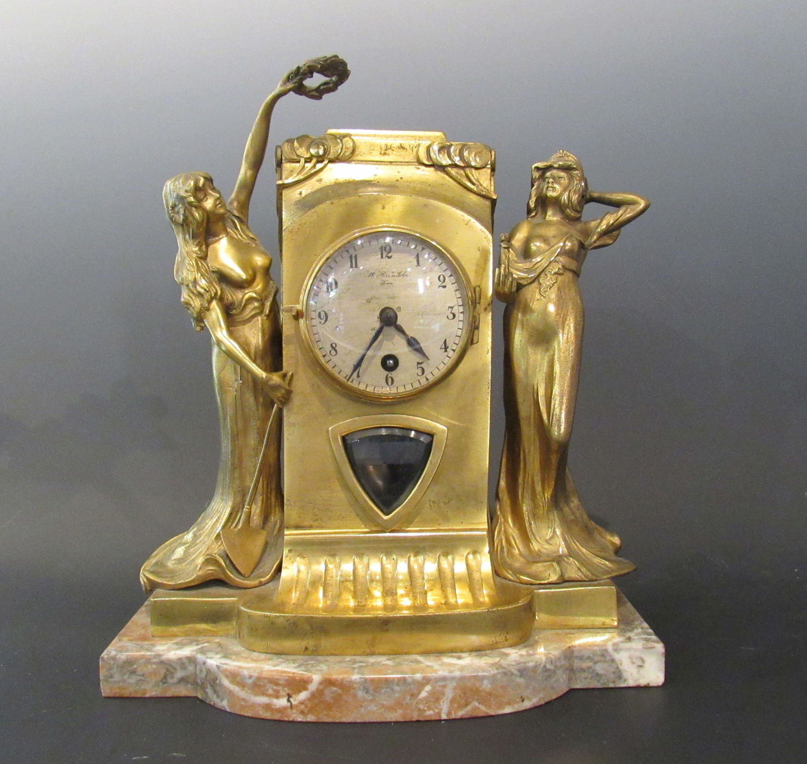 Art Nouveau Bronze Sculpture Clock Vienna (1 of 7)