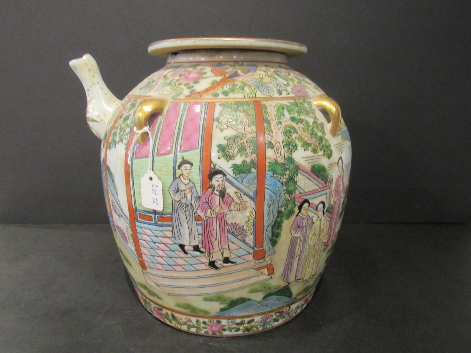 Chinese Asian Rose Medallion Signed Teapot Floral Motif (1 of 8)