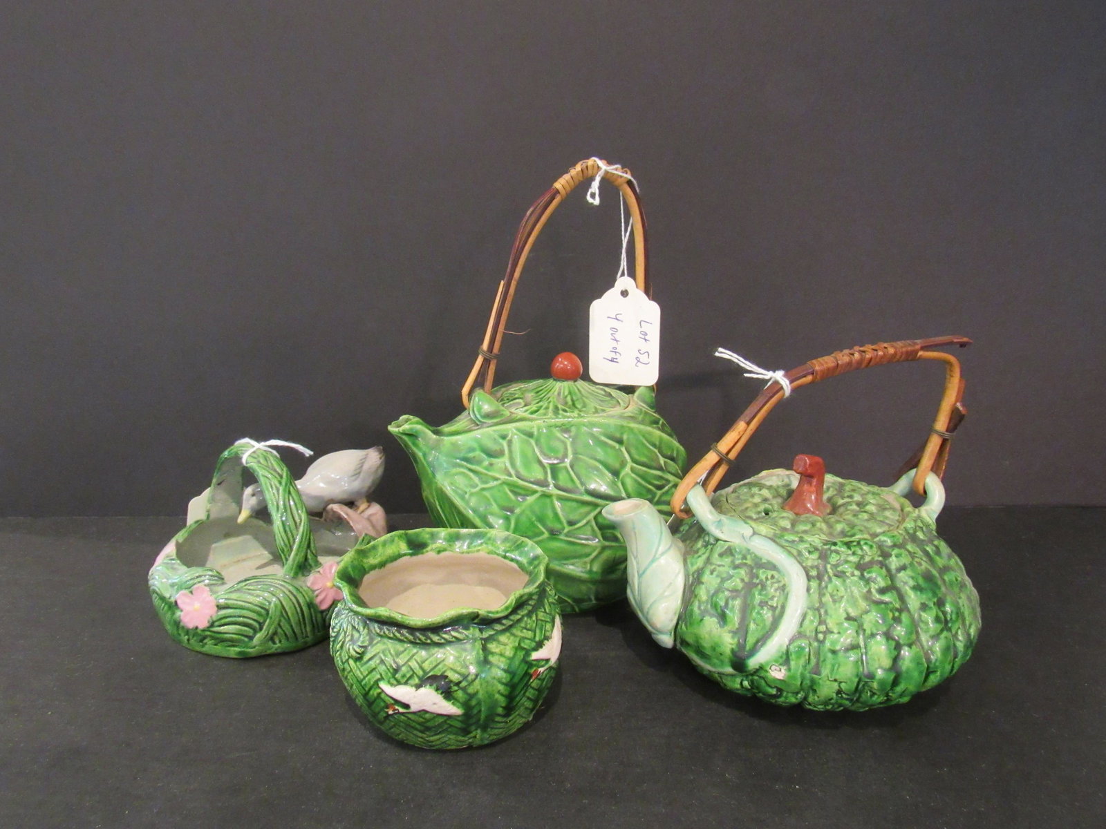 Lot of 4 Cabbage Floral Motif Japanese Teapots Bowls (1 of 11)