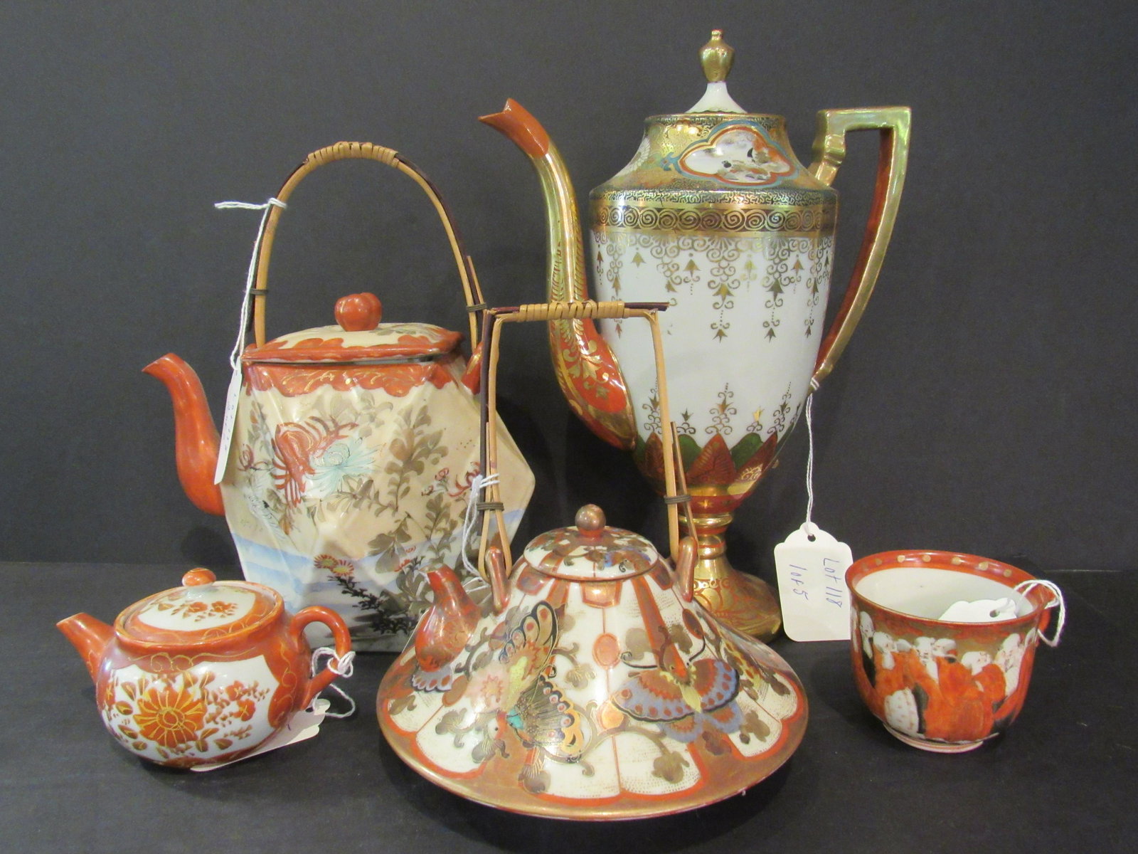 Lot of 5 Japanese Kutani Tea/Coffee Pots Cups (1 of 12)
