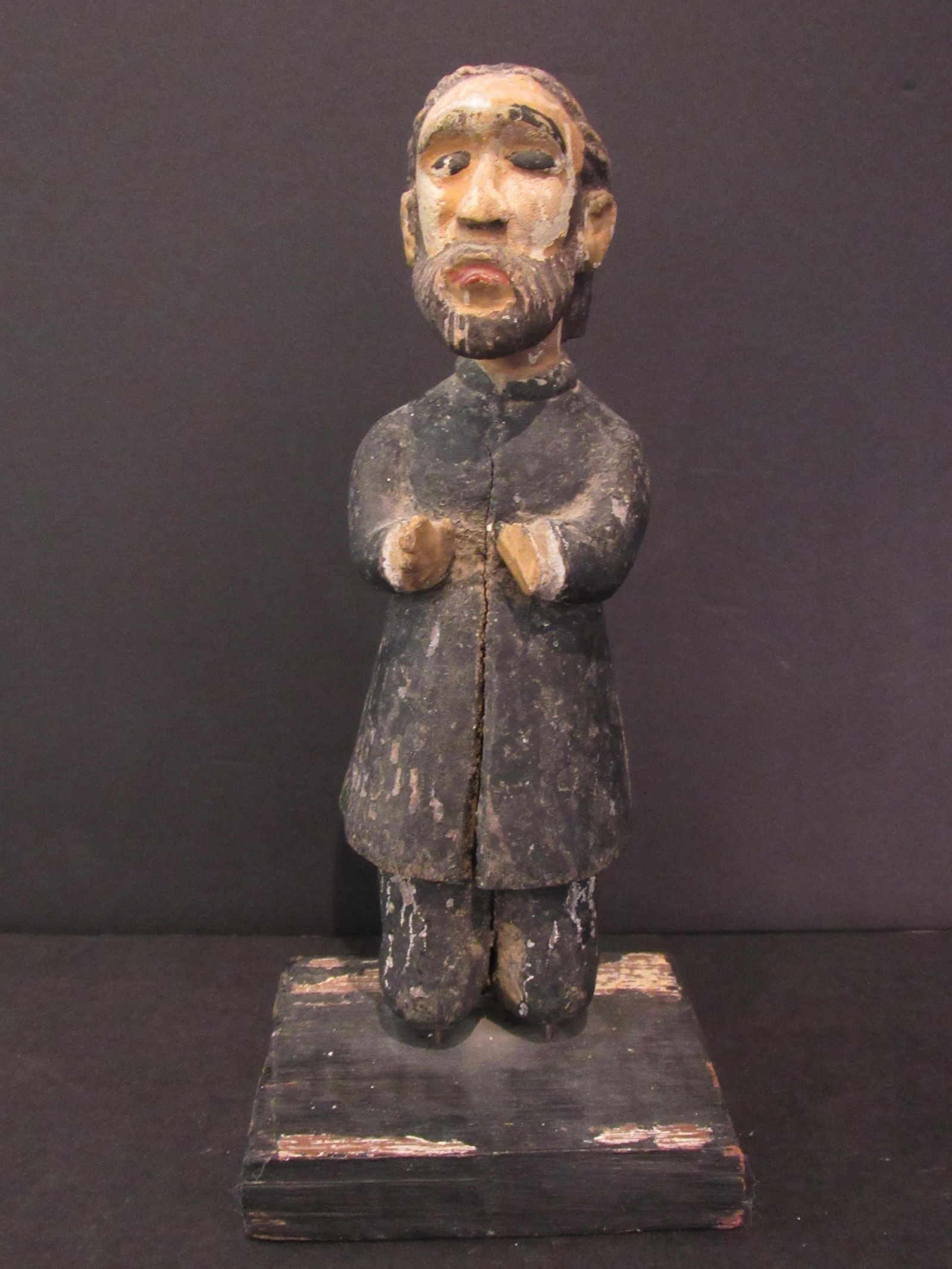 Antique South American Wood Kneeling Santos Sculpture (1 of 6)