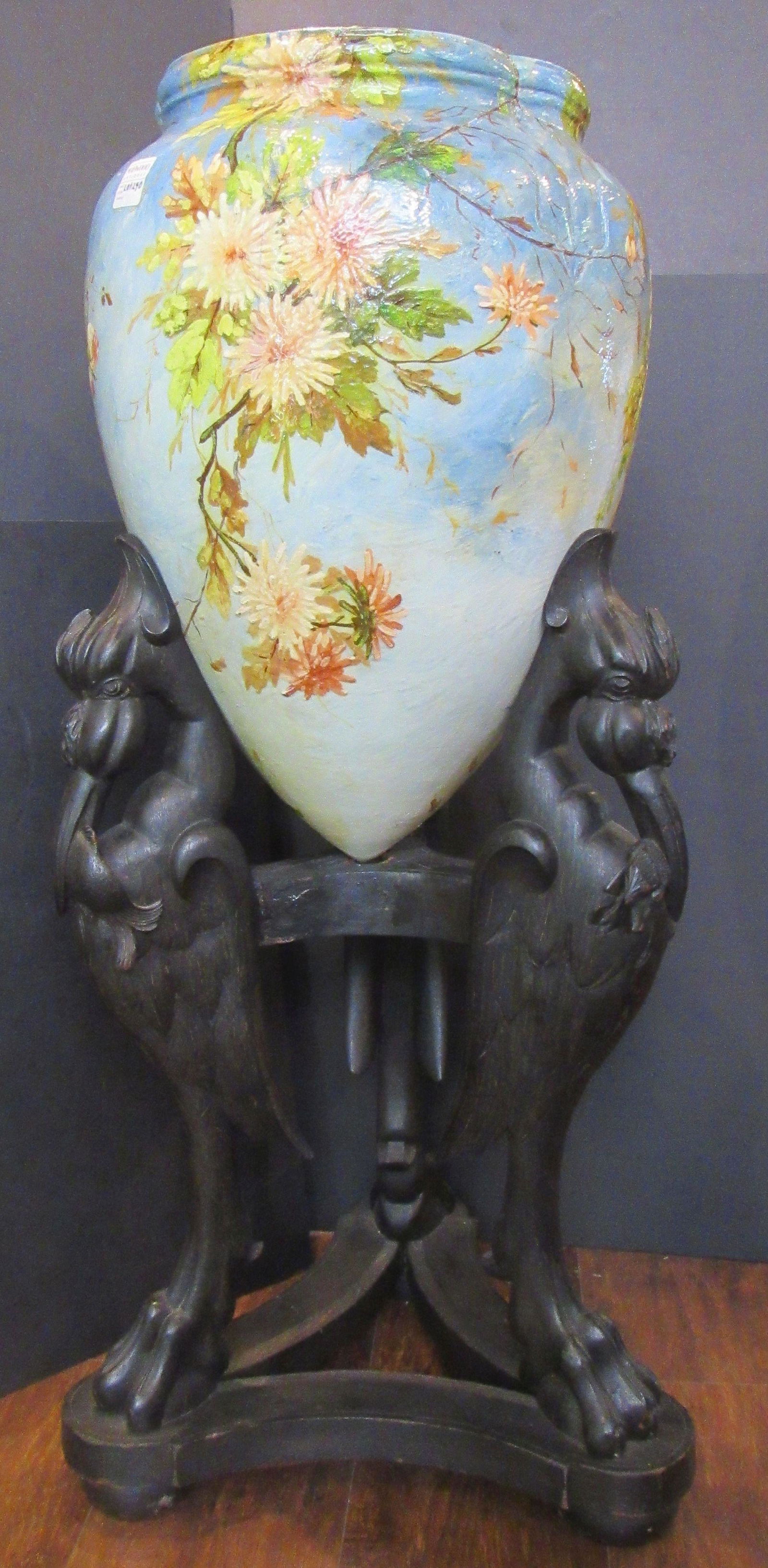 Antique Hand-Painted Signed Floral Vase Urn Planter (1 of 13)