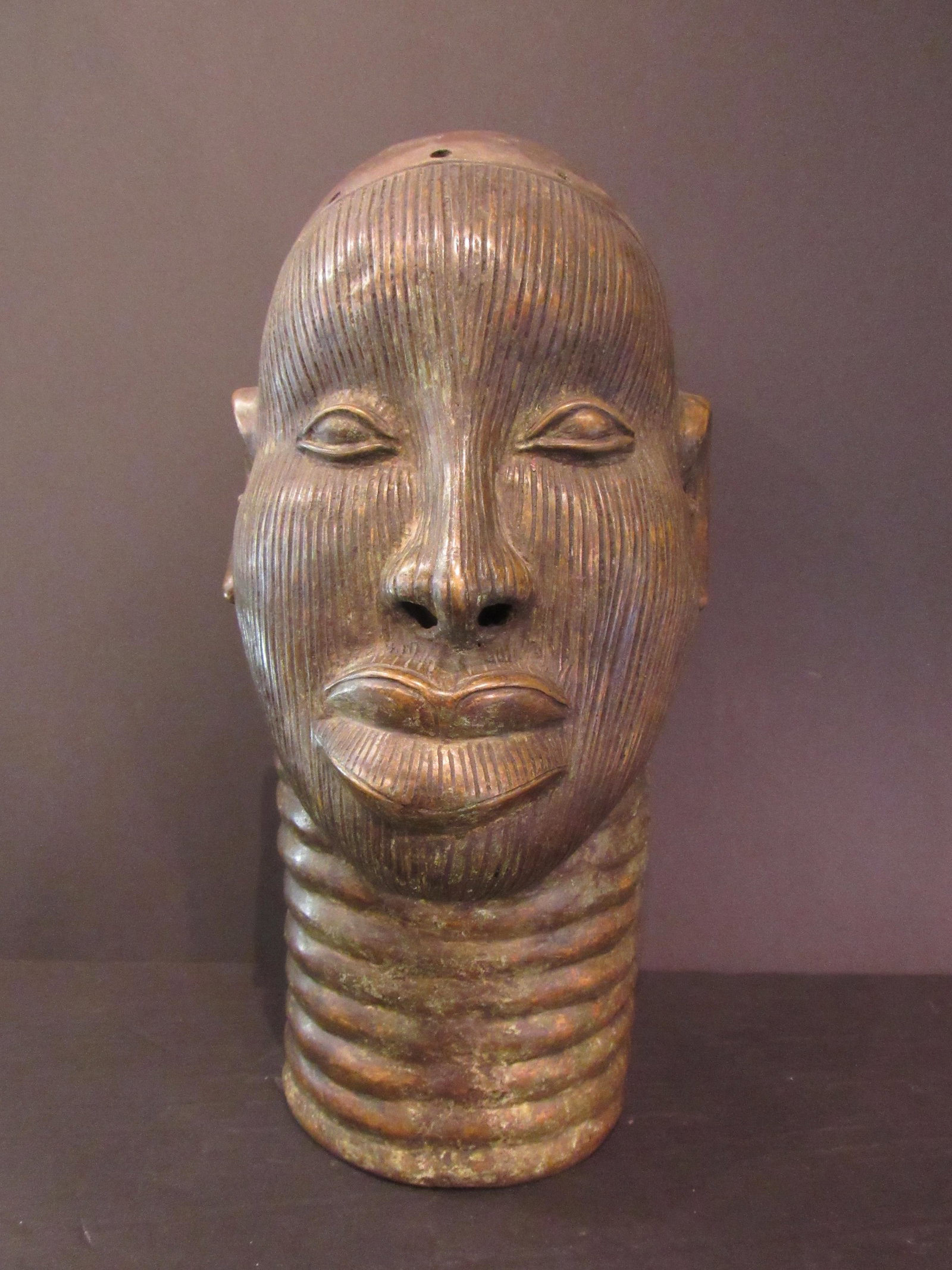 Bronze African Nigerian Yoruba Head Bust Sculpture (1 of 7)