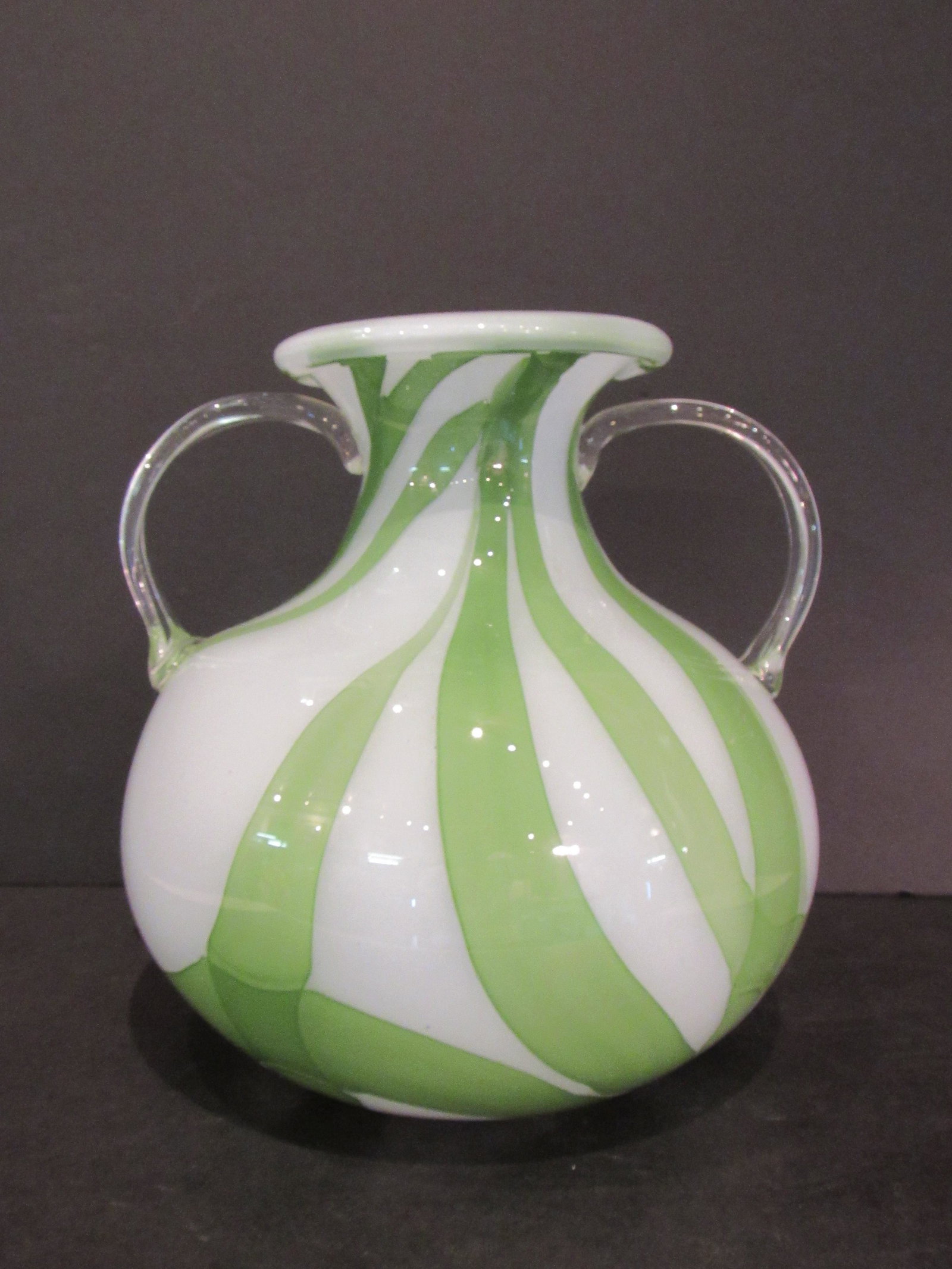 Vintage Murano Italian Marbled Green White Glass Vase (1 of 7)