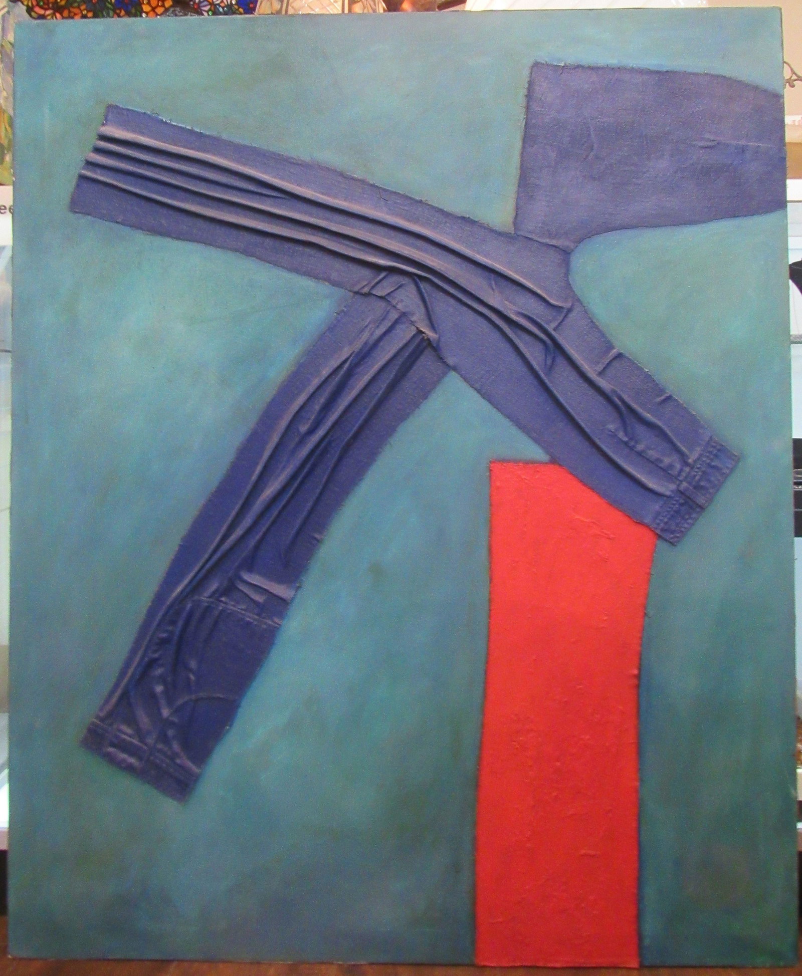 Sara Freeman Mixed Media Denim Jean Abstract Painting (1 of 6)