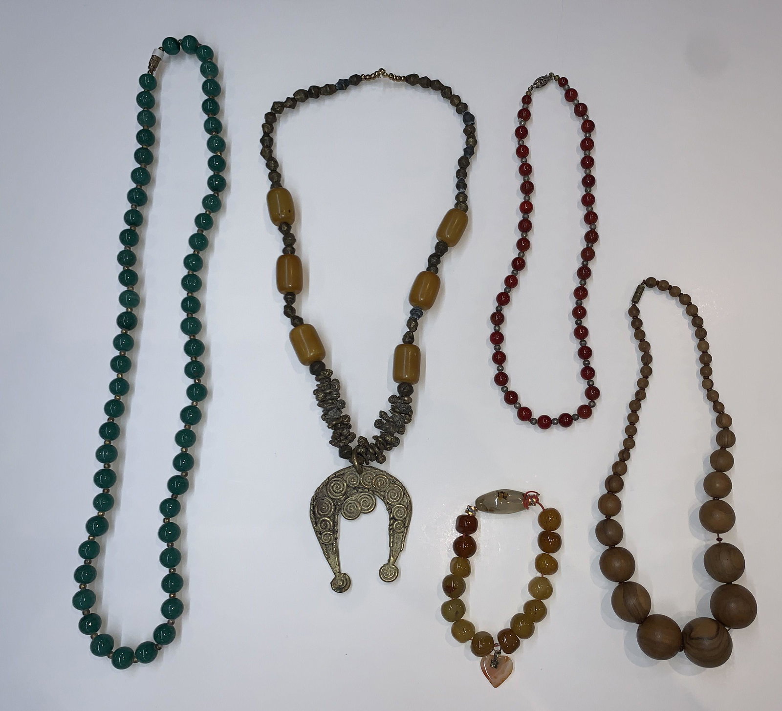 Lot of 5 Amber Wood Natural Stone Necklaces & Bracelet (1 of 5)