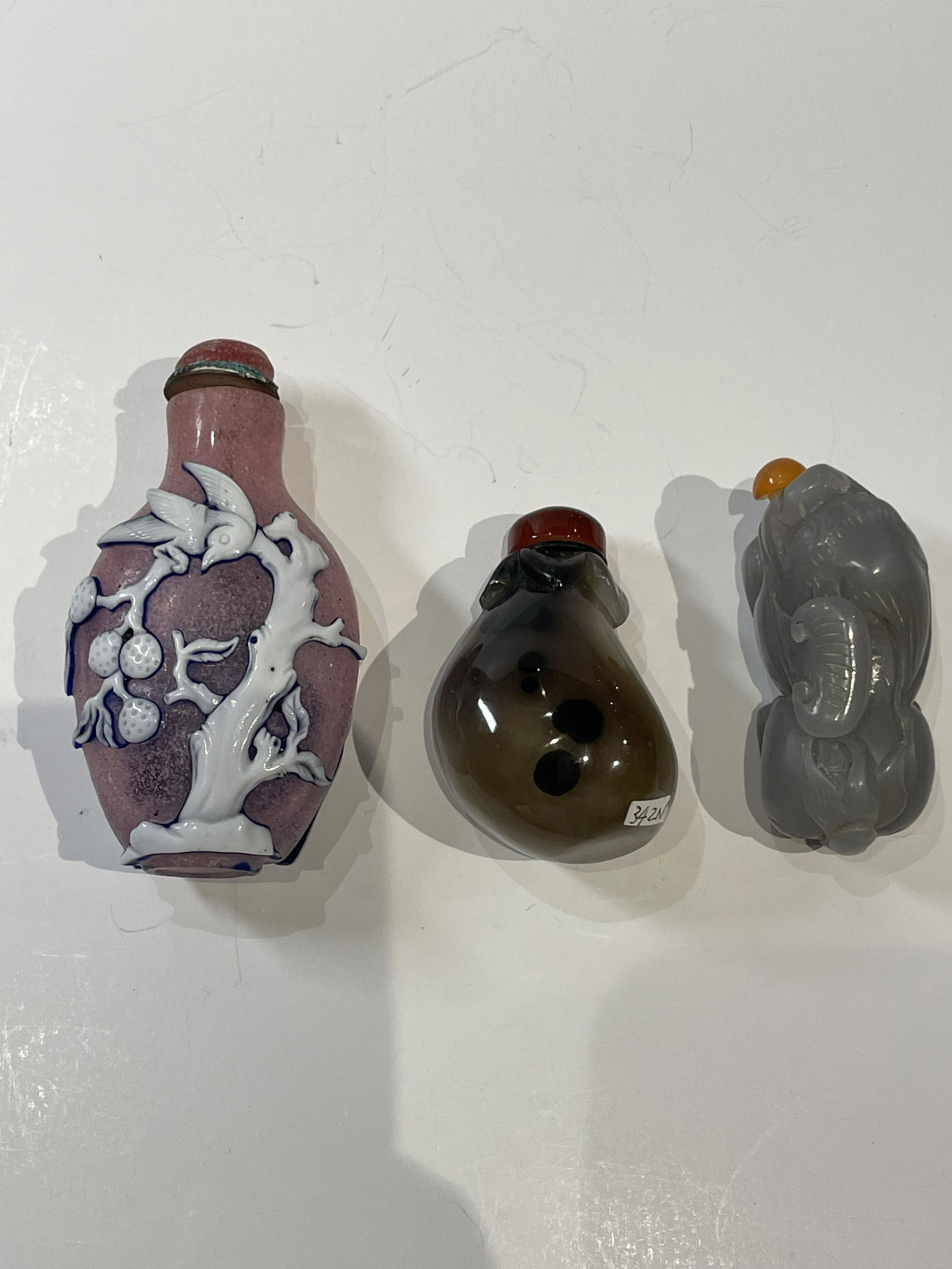 Lot of three Antique Chinese Jade snuff bottles (1 of 5)