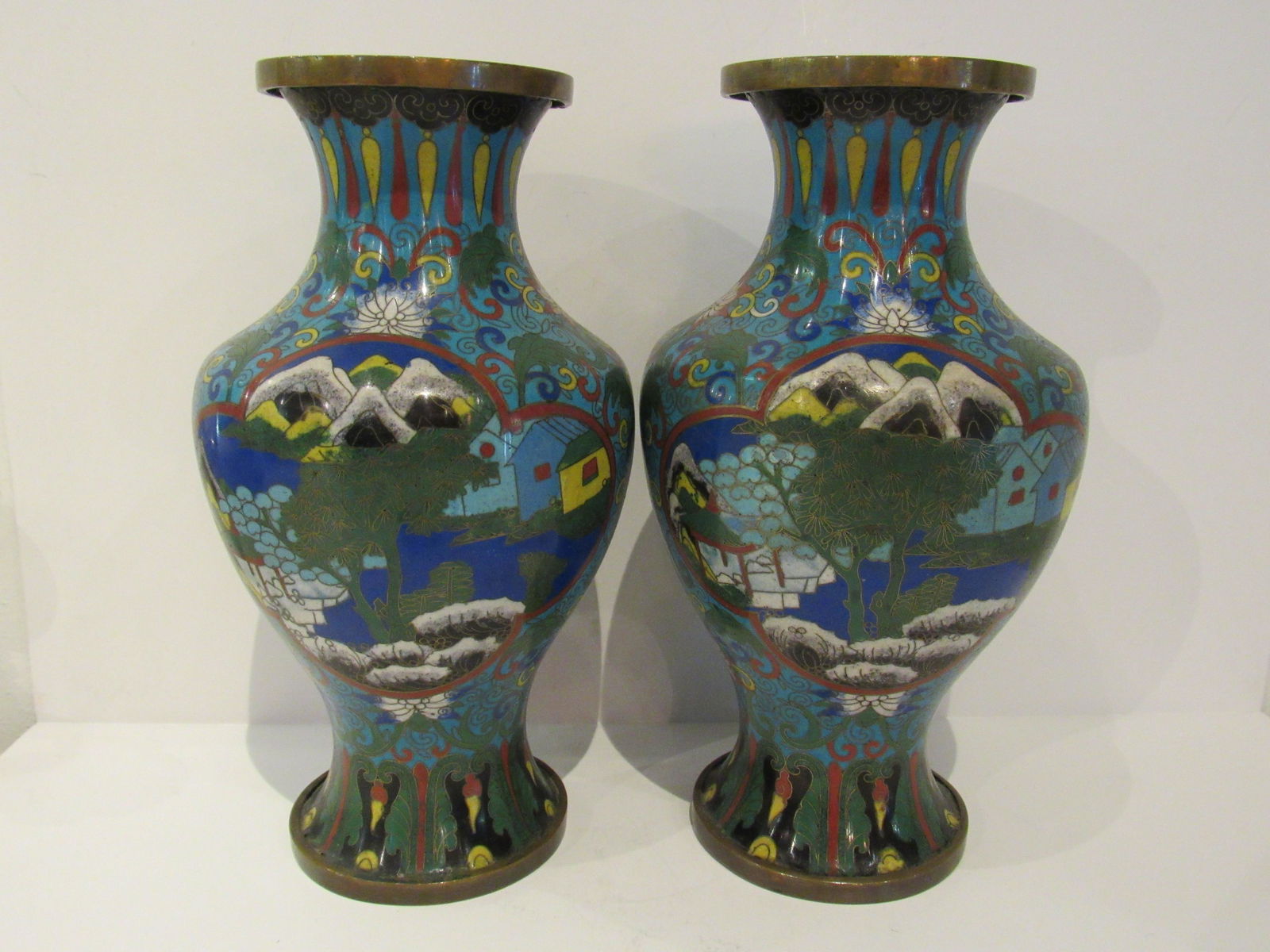 Antique Pair of Asian Oriental Chinese Cloisonne Vases (1 of 3)