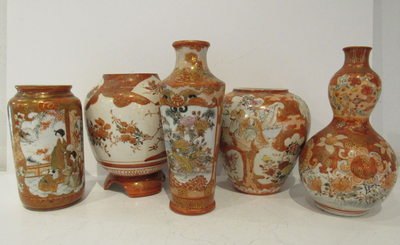 Lot of 5 Antique Signed Asian Chinese Porcelain Vases (1 of 4)
