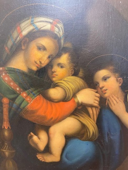 Antique Oil Painting of Madonna After Raphael (1 of 7)