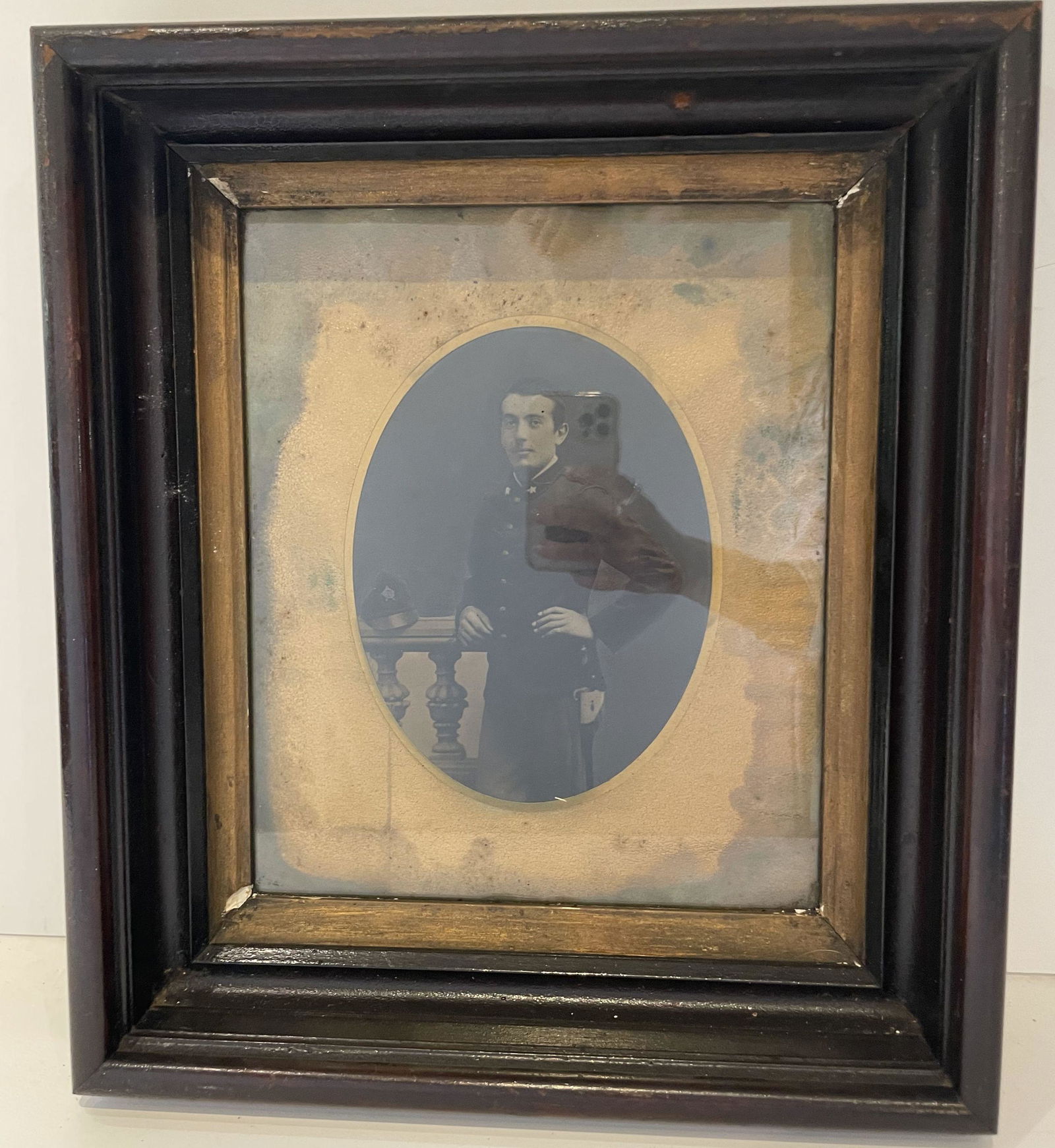 Antique Framed Colorized Tintype of French Soldier (1 of 2)
