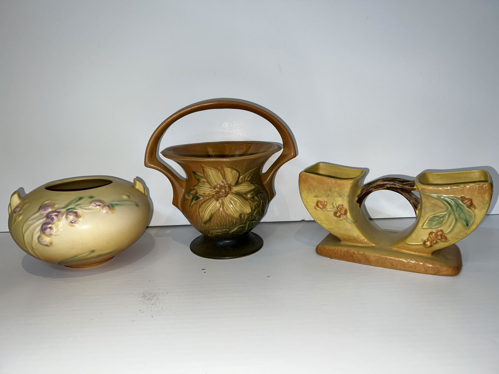 Lot of 3 Roseville USA Pottery Vases Floral (1 of 7)