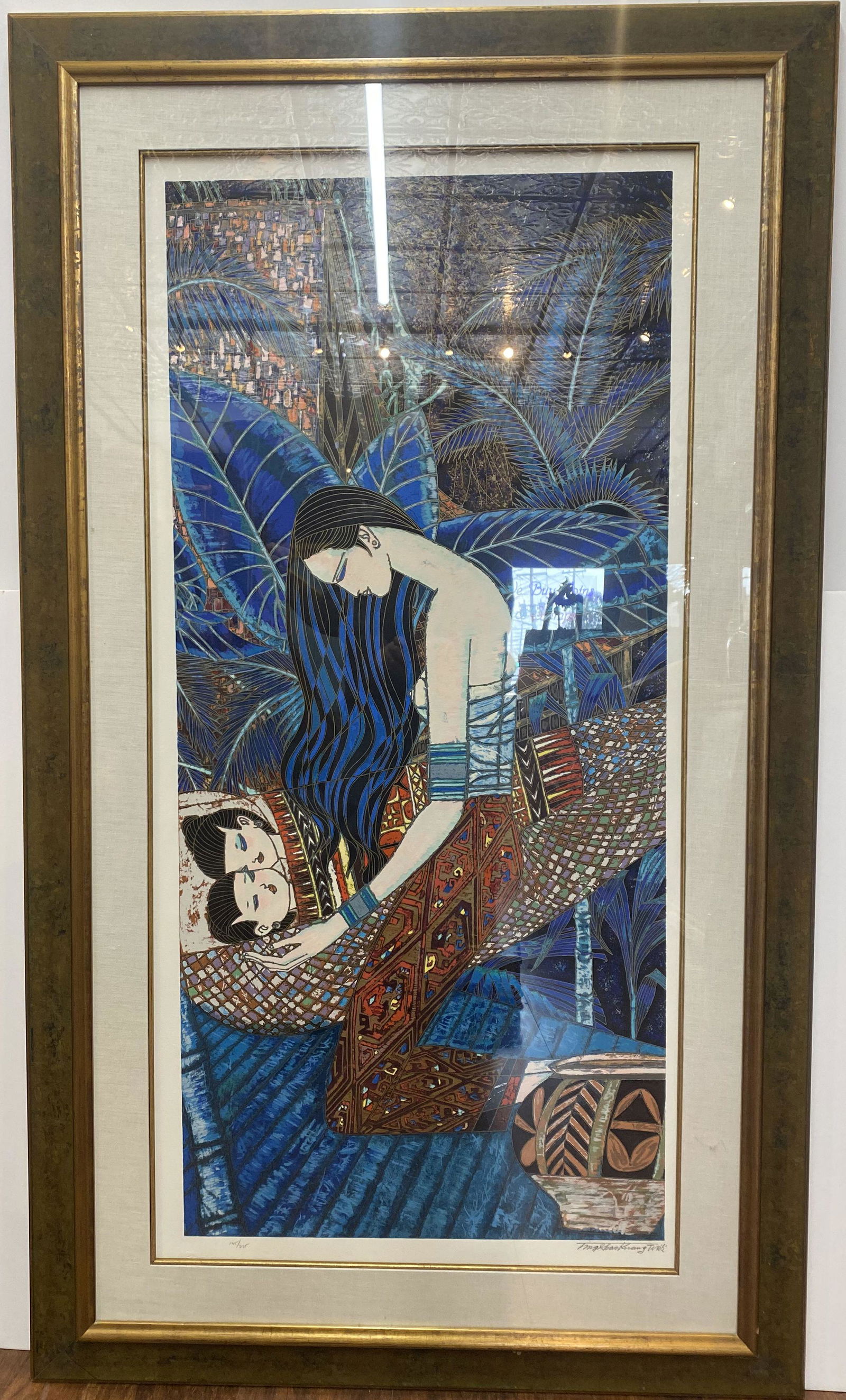 Ting Shao Kuang Signed Lithograph Mother w/ Children (1 of 5)