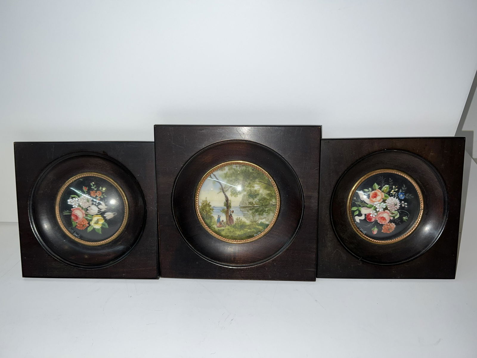 Lot of 3 Signed Miniature Paintings Framed (1 of 8)