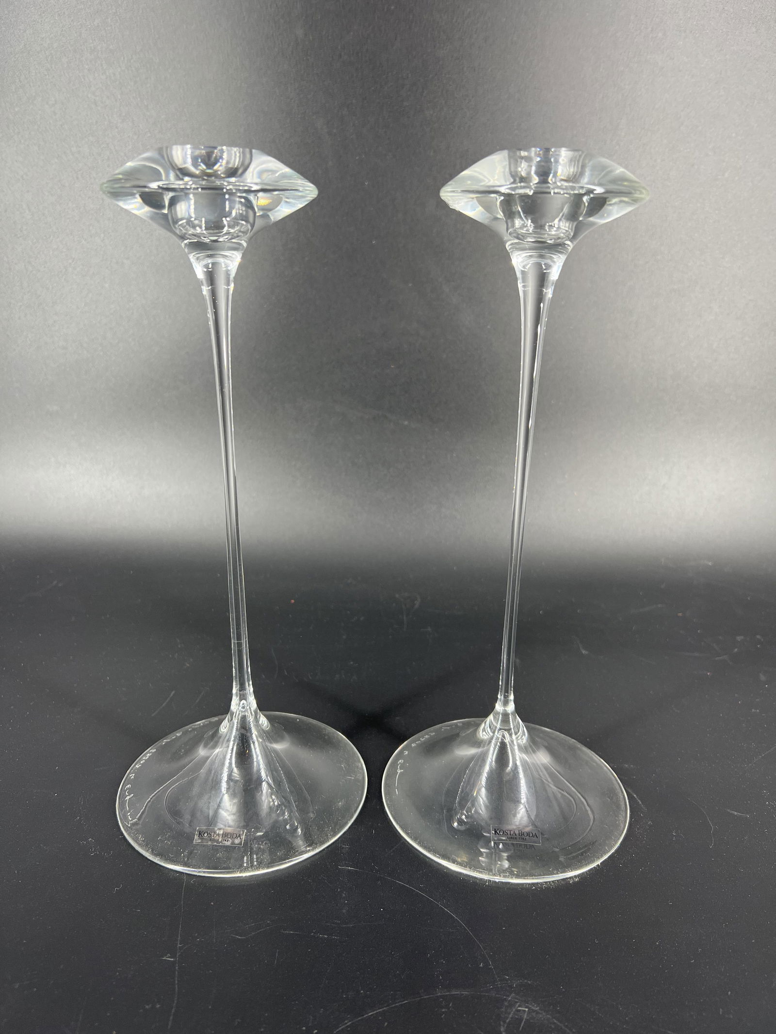 Antique Kosta Boda Glass Crystal Candlesticks Pair (1 of 6)