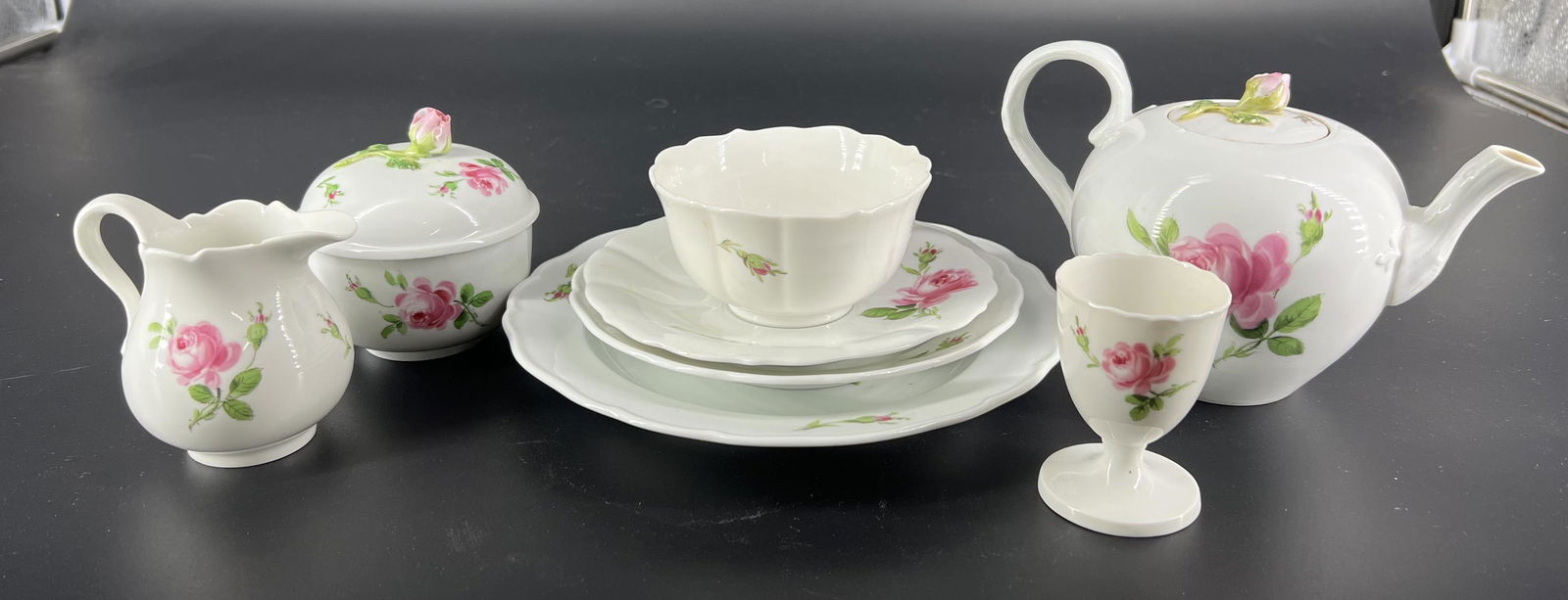 Antique Meissen Germany Pink Rose 8 Piece Set (1 of 13)