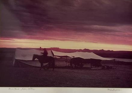 Vintage Bank Langmore Photograph Framed: Vintage framed photograph signed by Bank Langmore (American, 1935-2020). This piece is entitled "The Binion Ranch - Jordan, Montana." Outer Frame : 24 x 30. Outer Frame : 16 x 24.